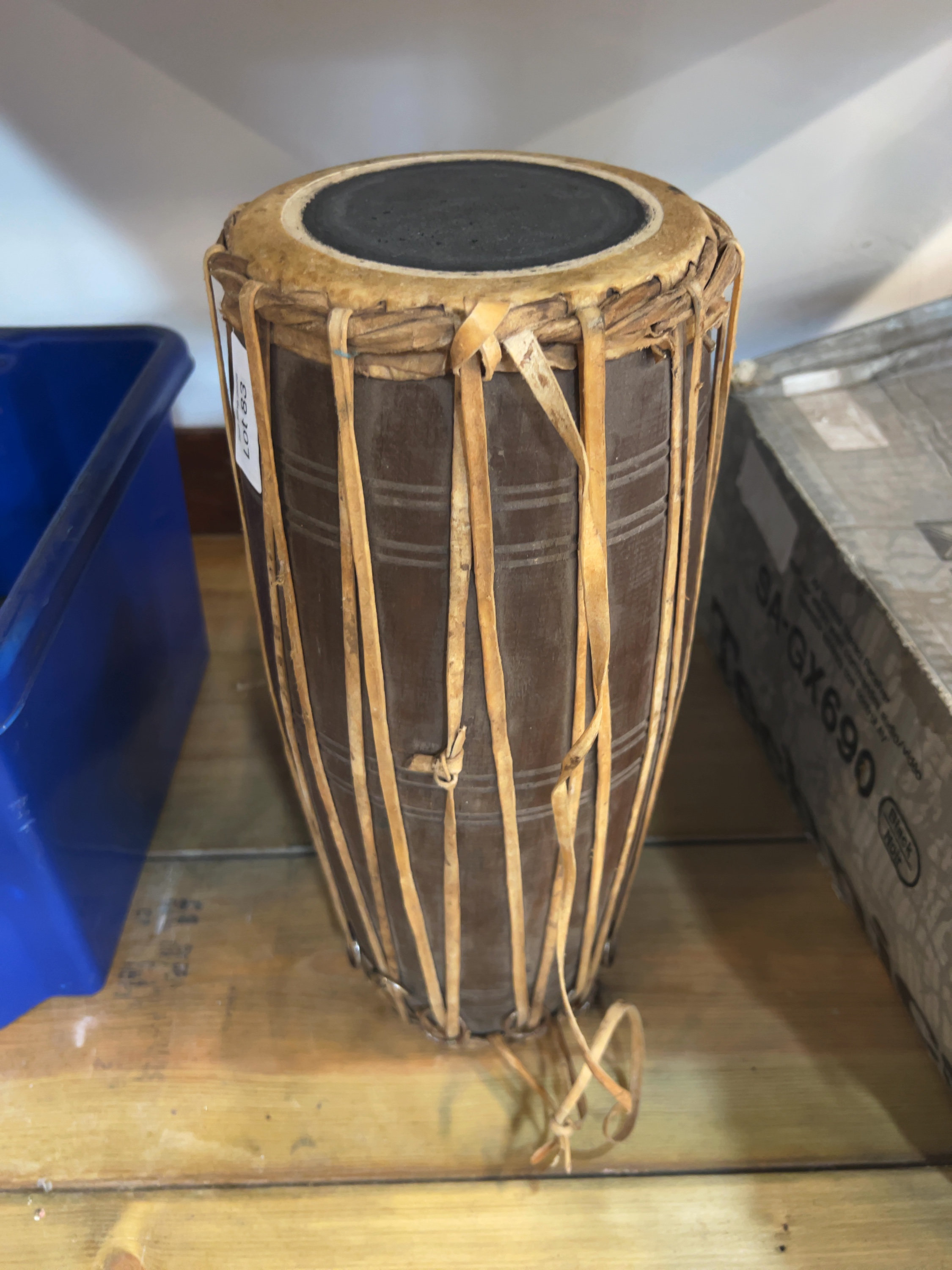 Traditional South Asian Tapered Wooden Hand Drum (Madal)