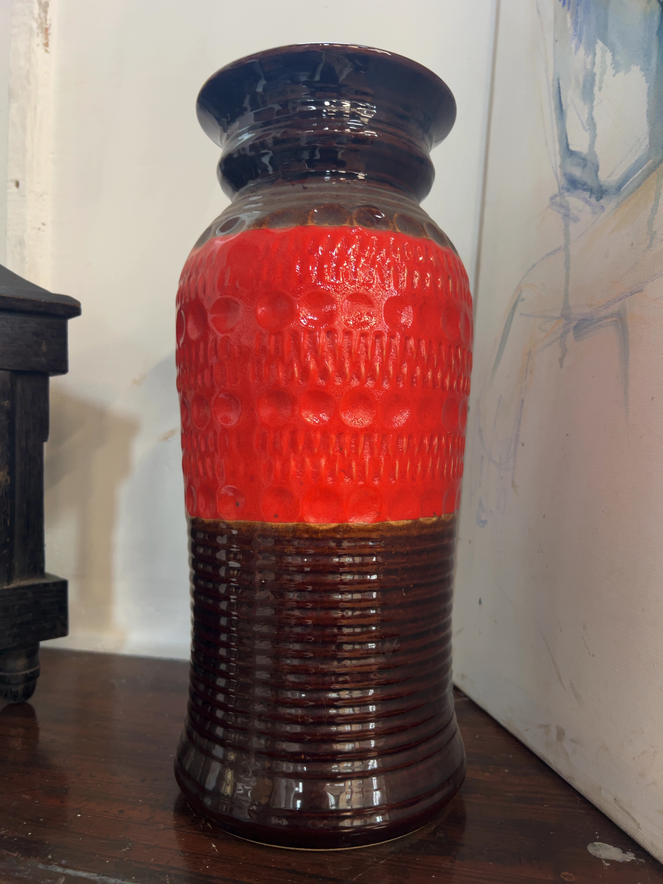 Large West German Fat Lava Pottery Floor Vase by Bay Keramik