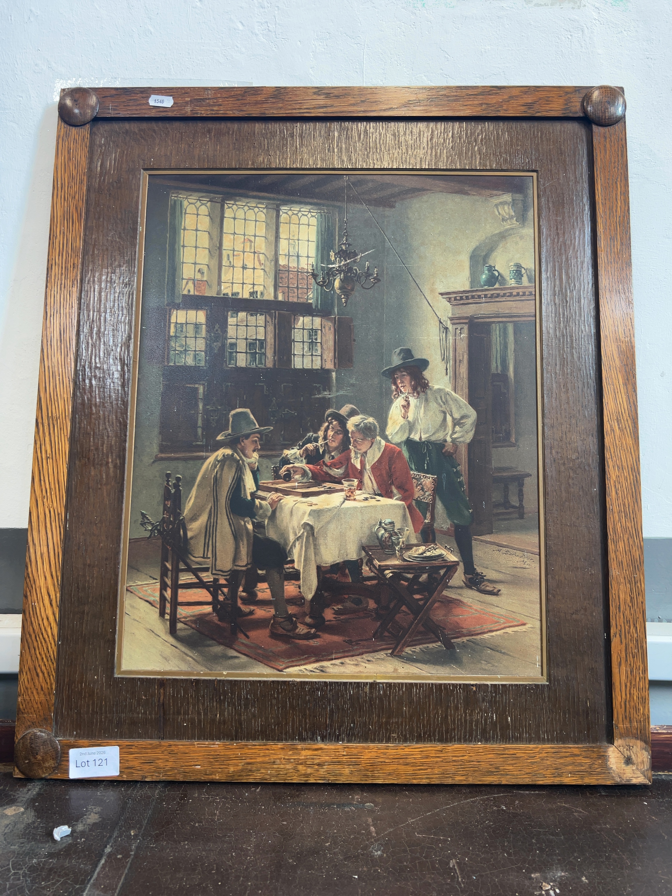 Attributed to A. [Illegible] 'The Backgammon Players' (Signed)