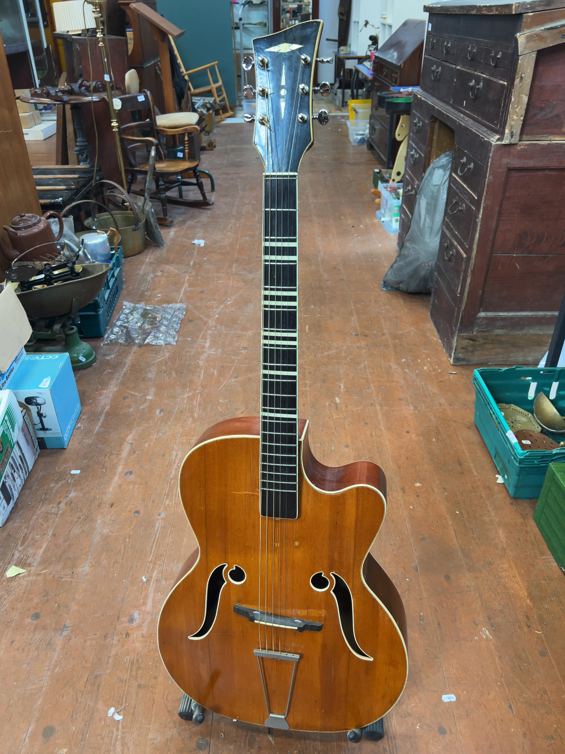 A mid-20th-century Melodija Rolyford archtop acoustic guitar
