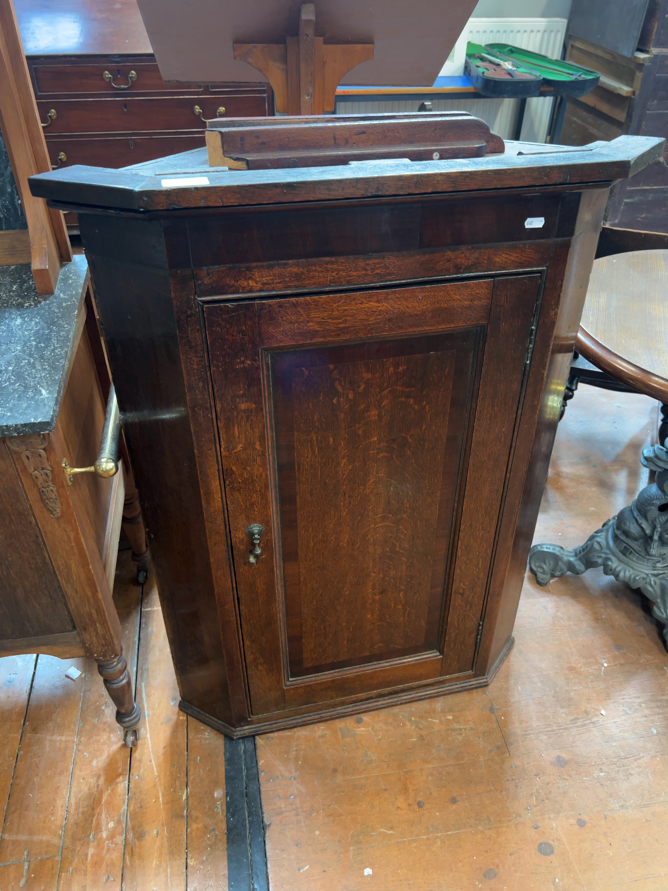 George III Style Oak Floor-Standing Corner Cupboard
