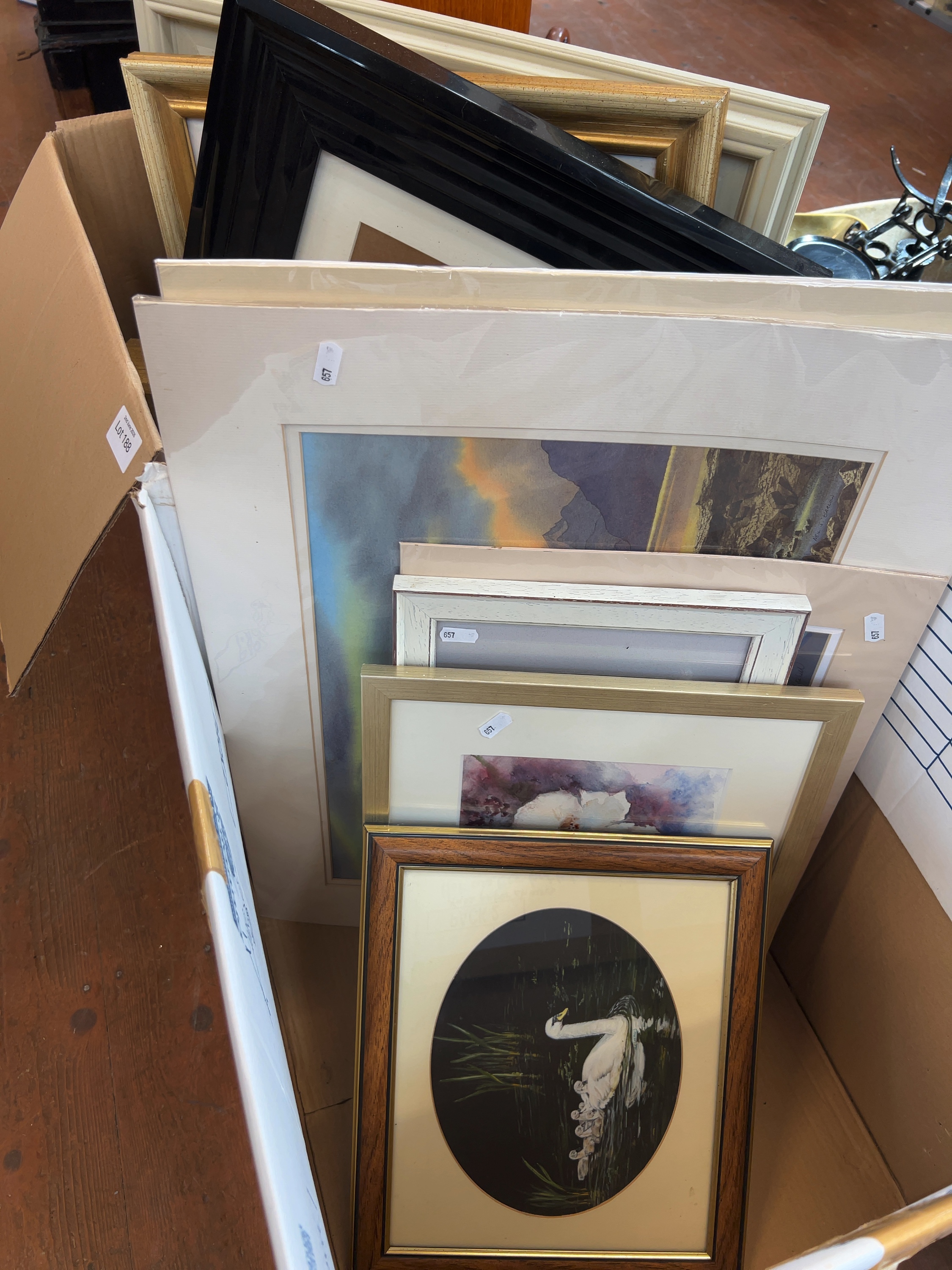 An Assortment of Framed and Matted Artworks Including Watercolours