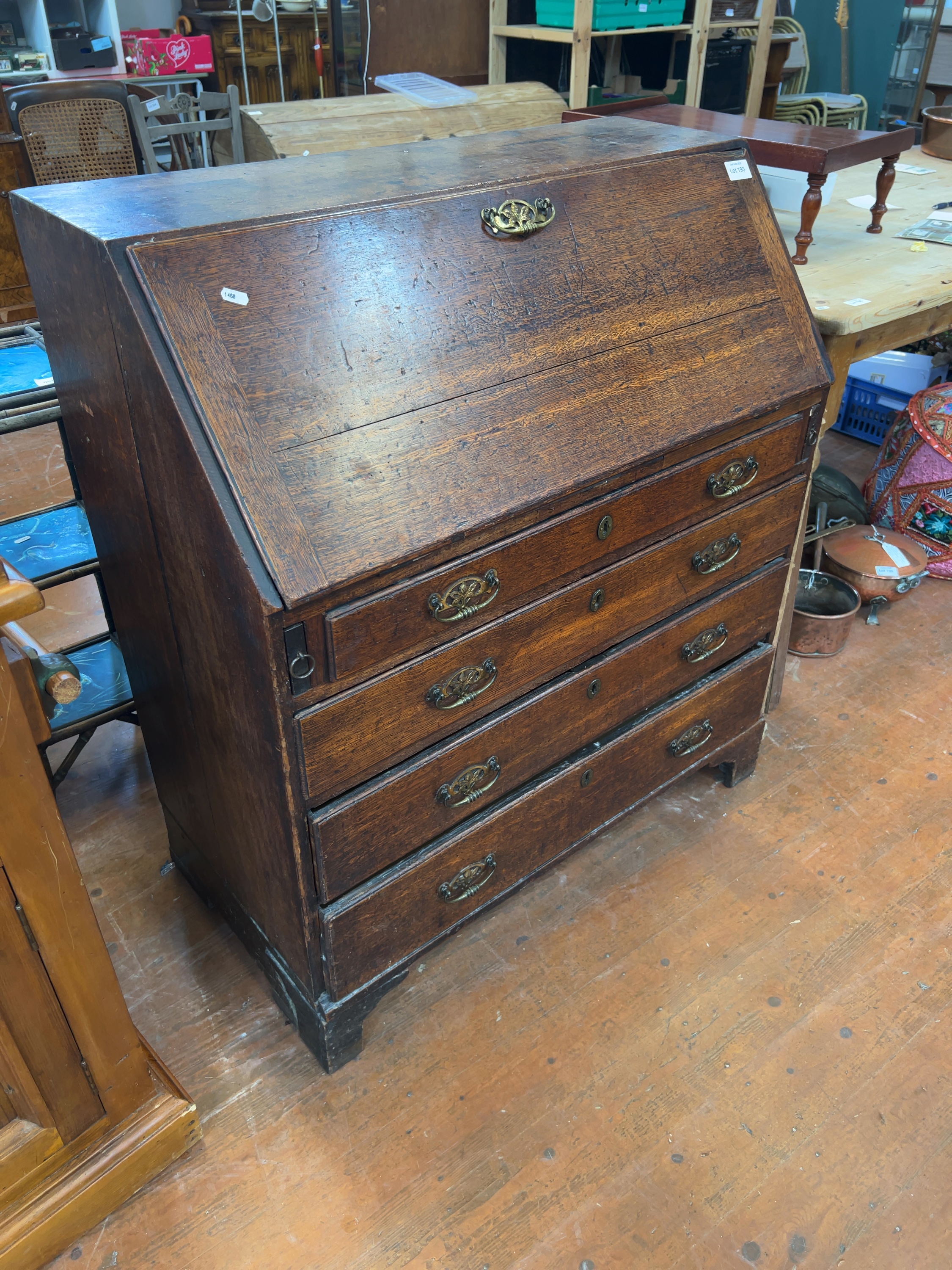 George III provincial oak bureau, late 18th century