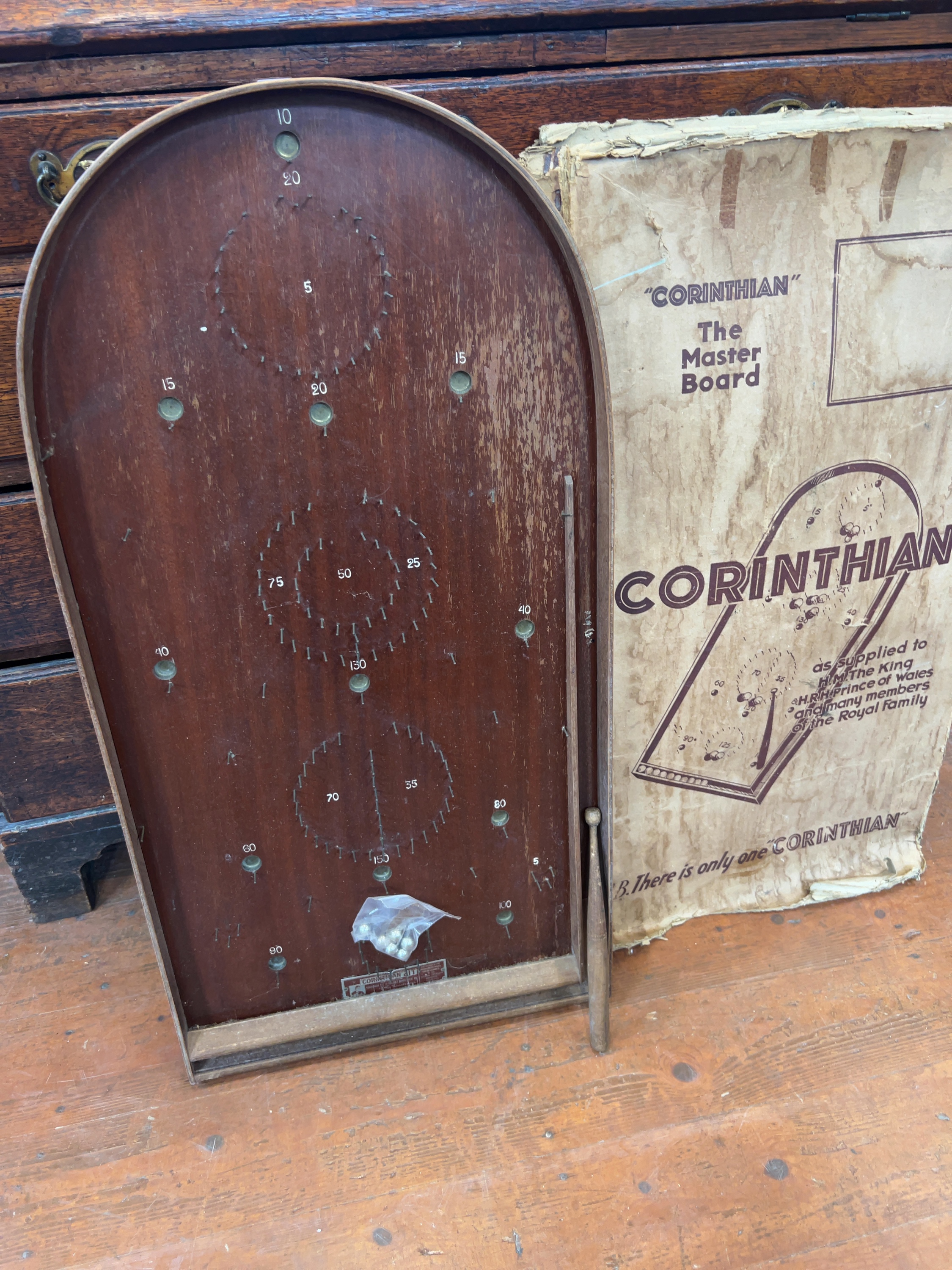 Boxed Corinthian 21T Tournament Model bagatelle board