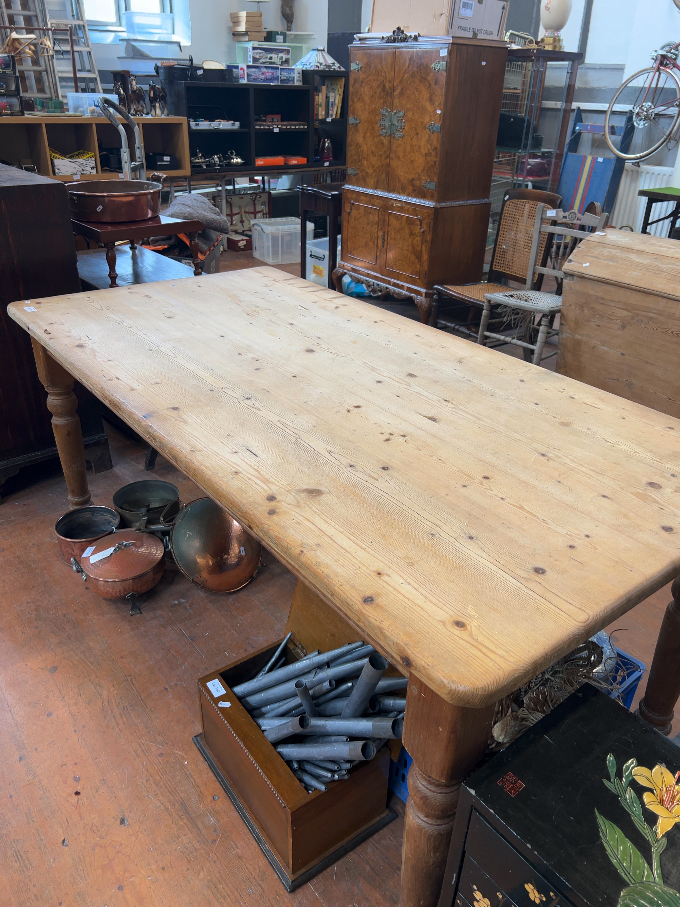 A 19th Century English Scrubbed Pine Farmhouse Dining Table