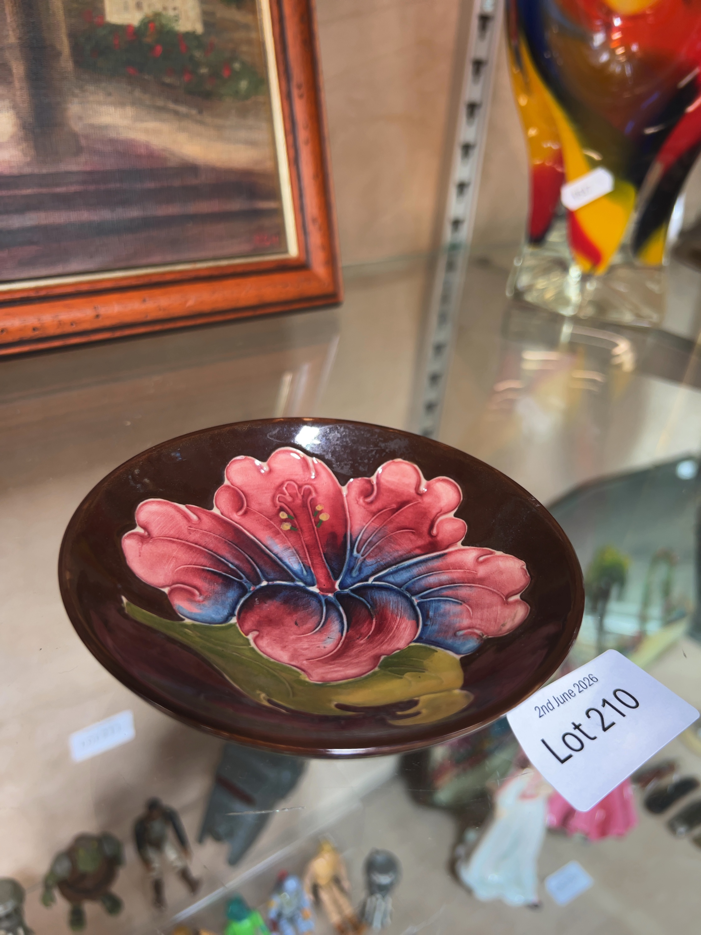 Moorcroft Pottery Hibiscus Pattern Footed Bowl