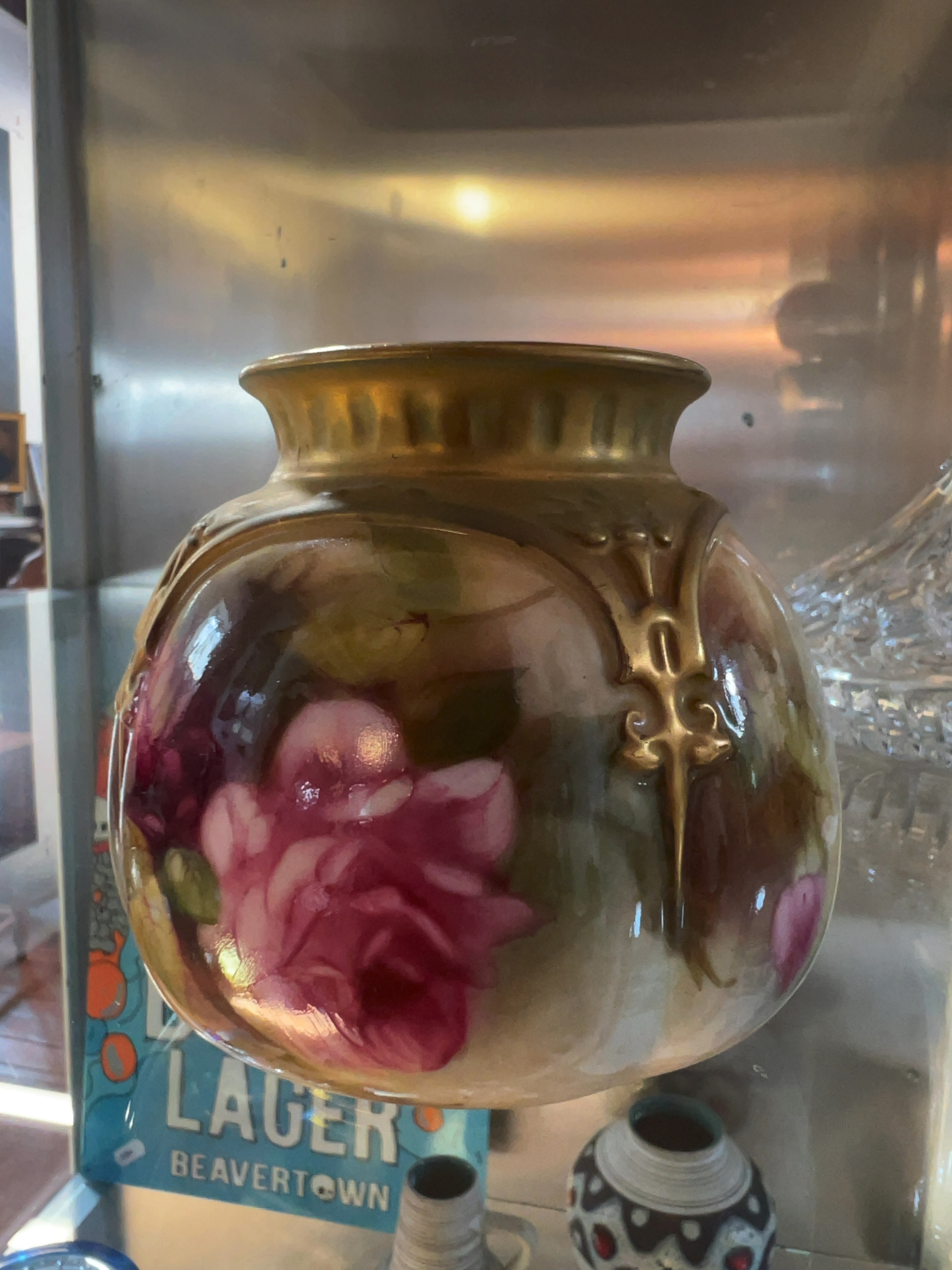 Royal Worcester Painted Roses Porcelain Vase Shape 175