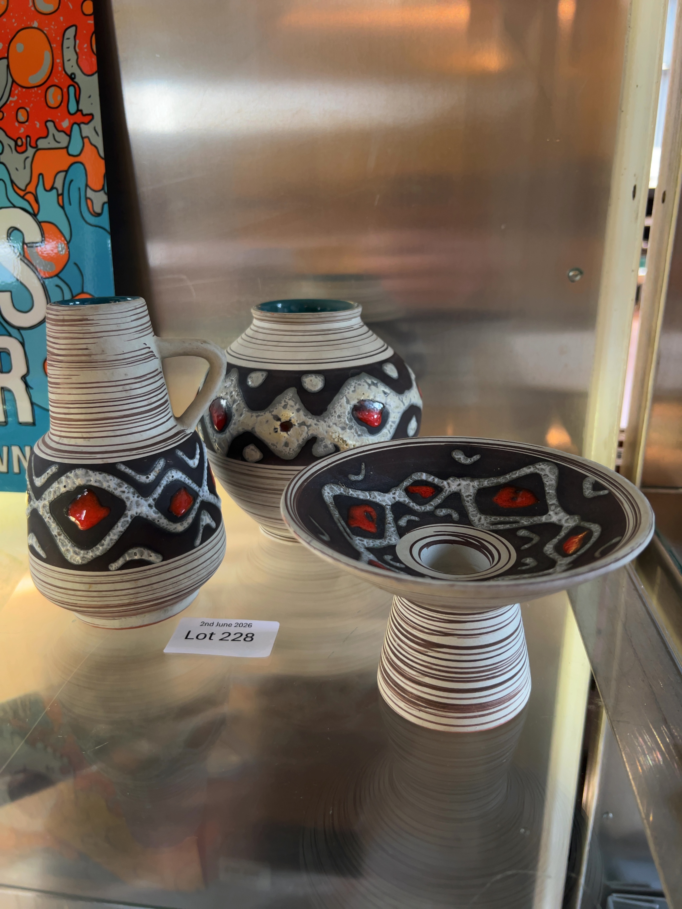 A Trio of Mid-Century Austrian Studio Pottery Items in the Fat Lava Style