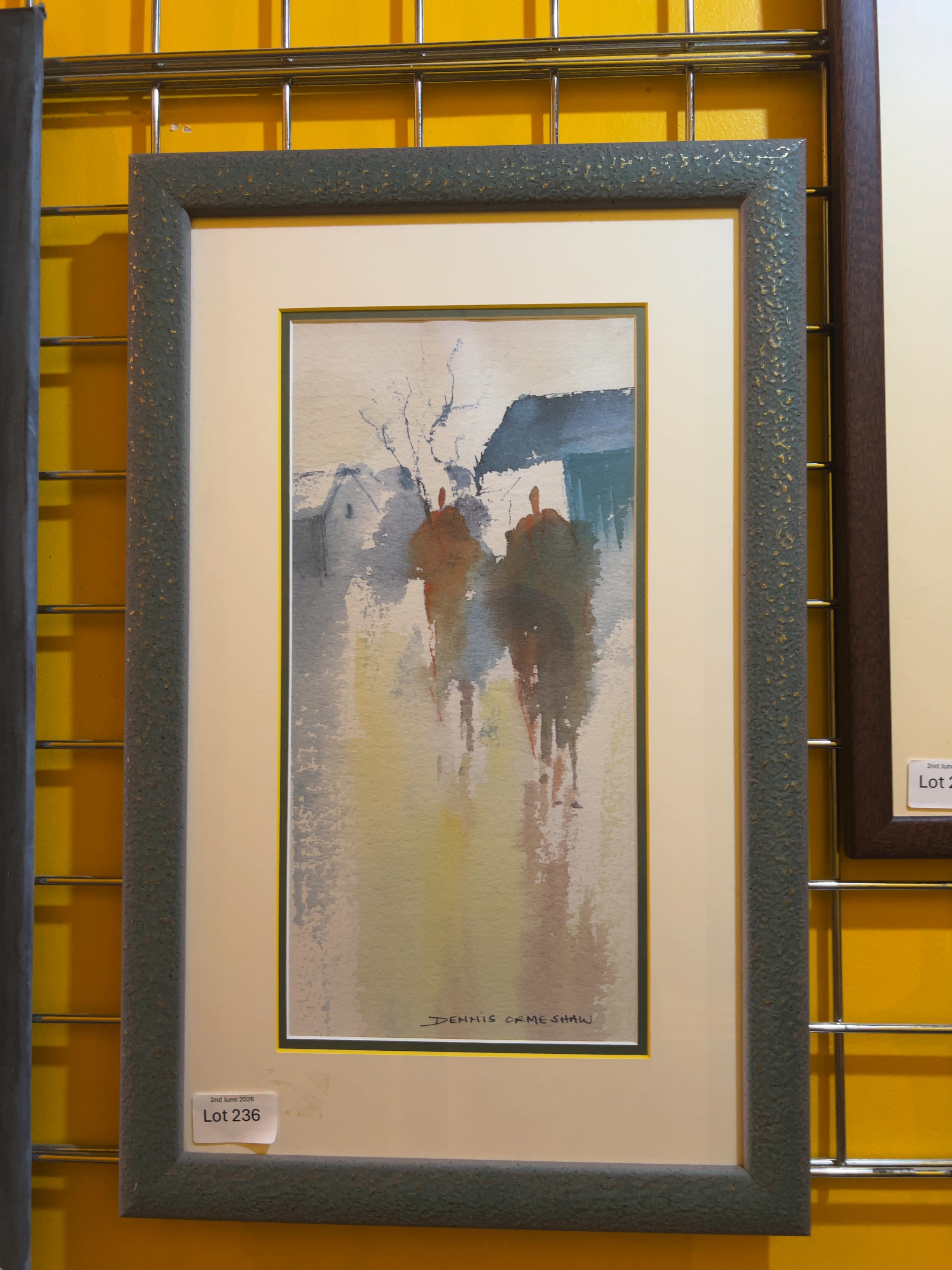 Dennis Ormeshaw, Modernist Watercolour of Two Figures in a Landscape