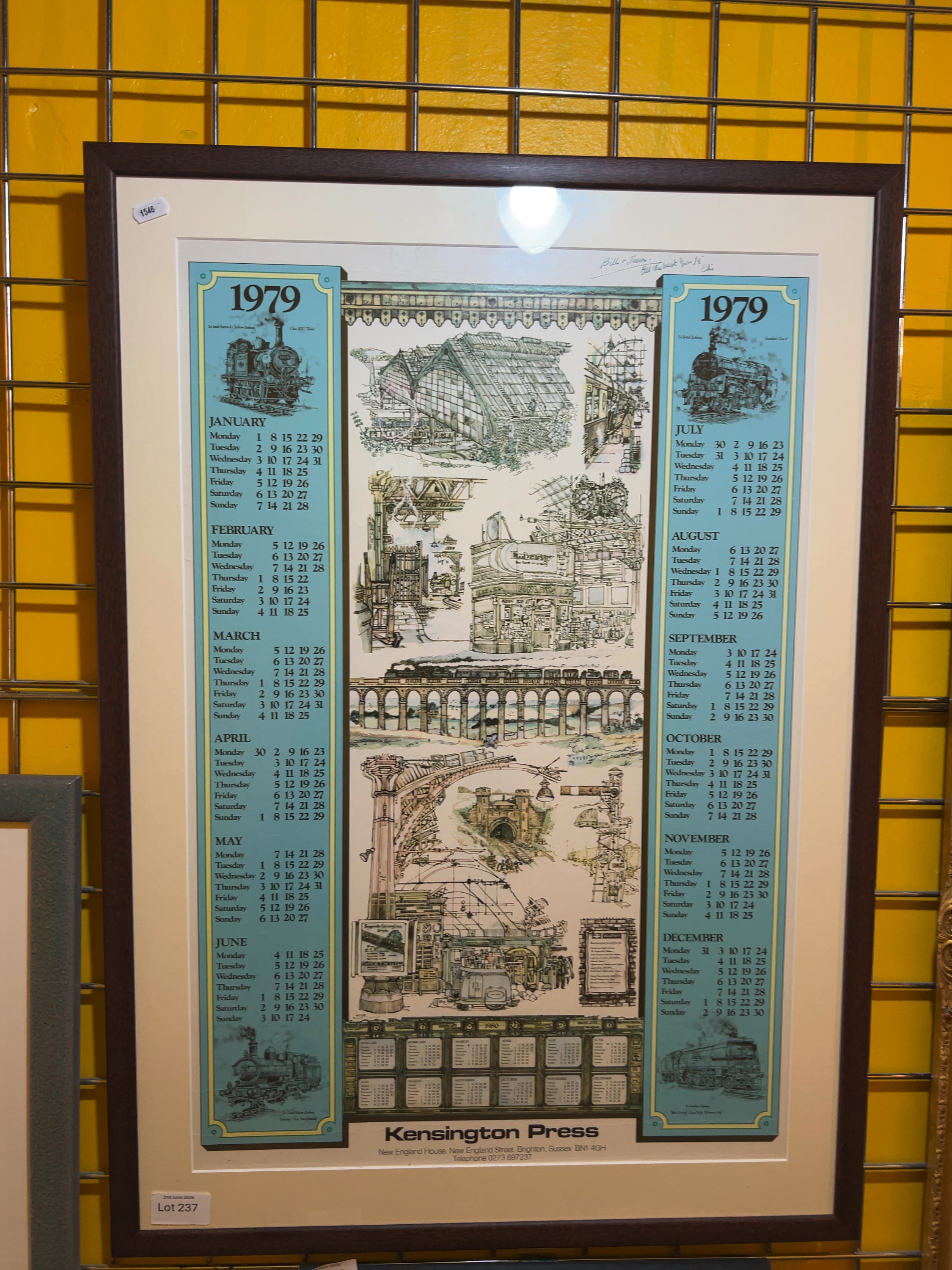 A Framed 1979 Southern Railway Themed Calendar Poster Illustrated by Collin R. Garratt