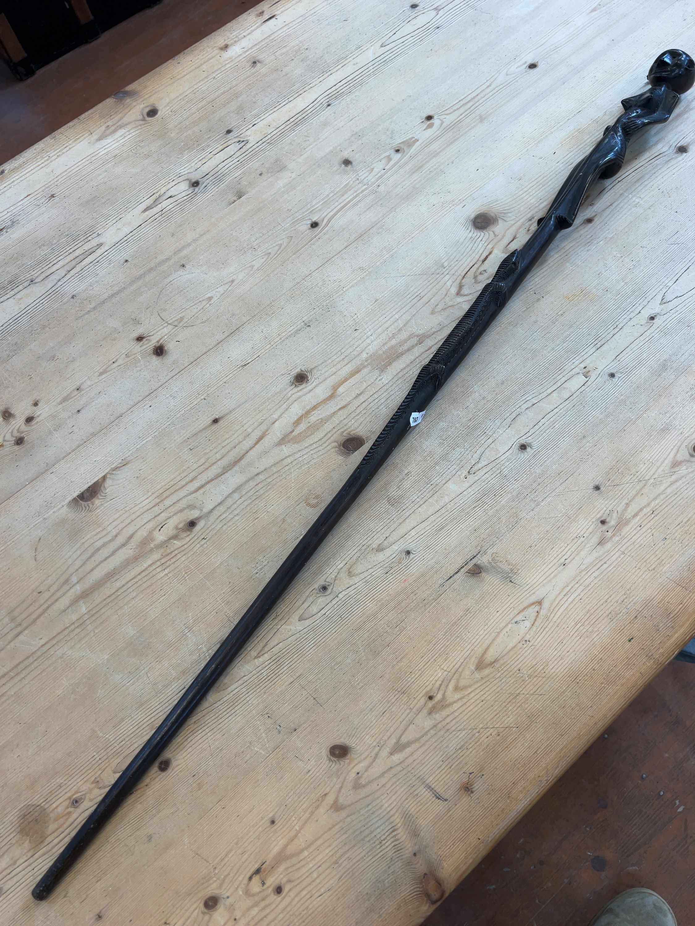 An African Carved Hardwood Figural Walking Cane
