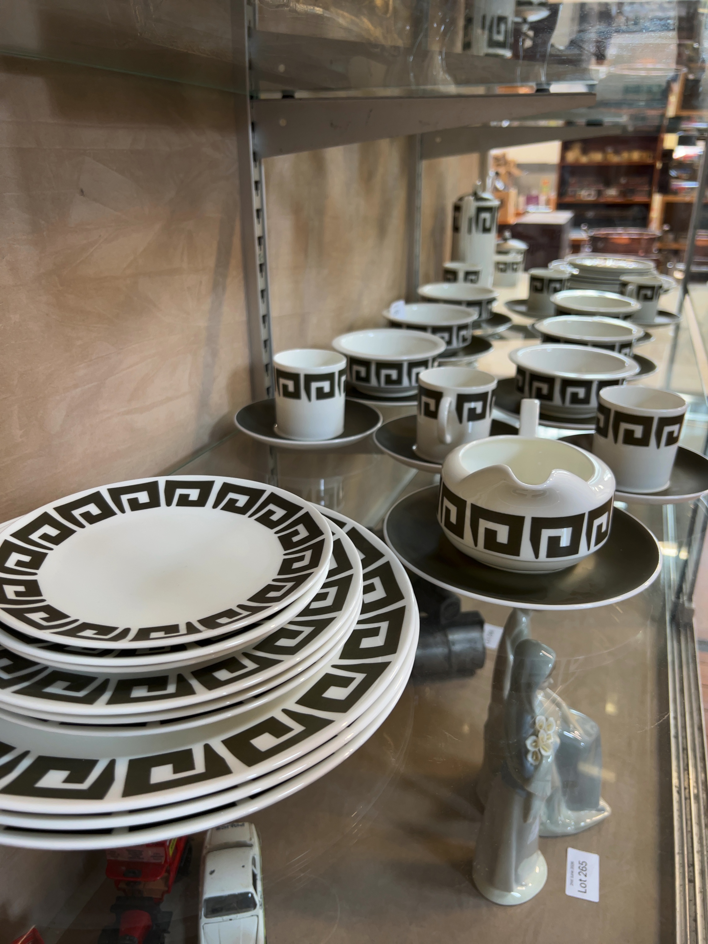 Susie Cooper for Wedgwood Bone China Part Dinner and Coffee Service in the Green Keystone Pattern