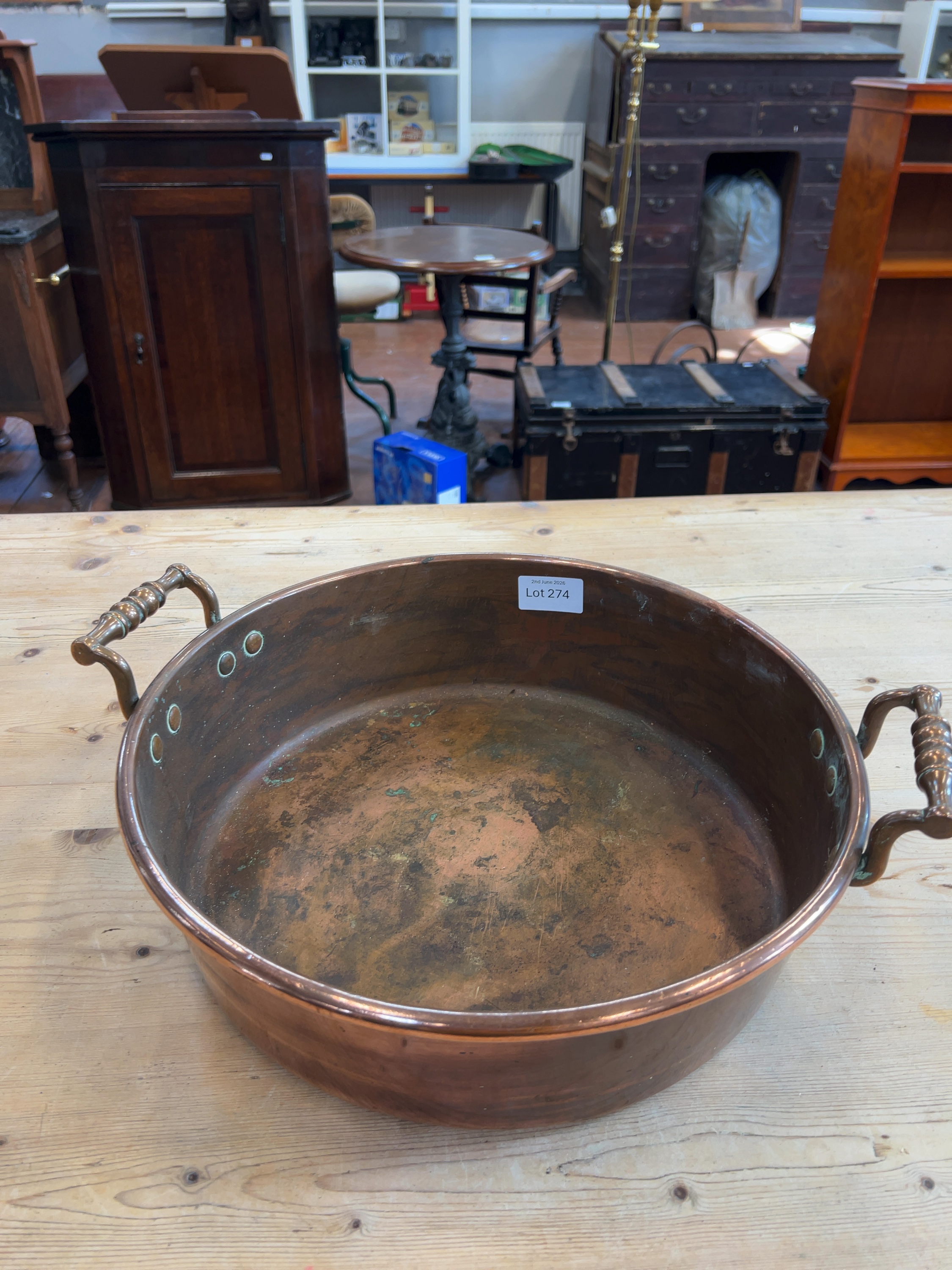 A Large Victorian Circular Copper Preserving Pan