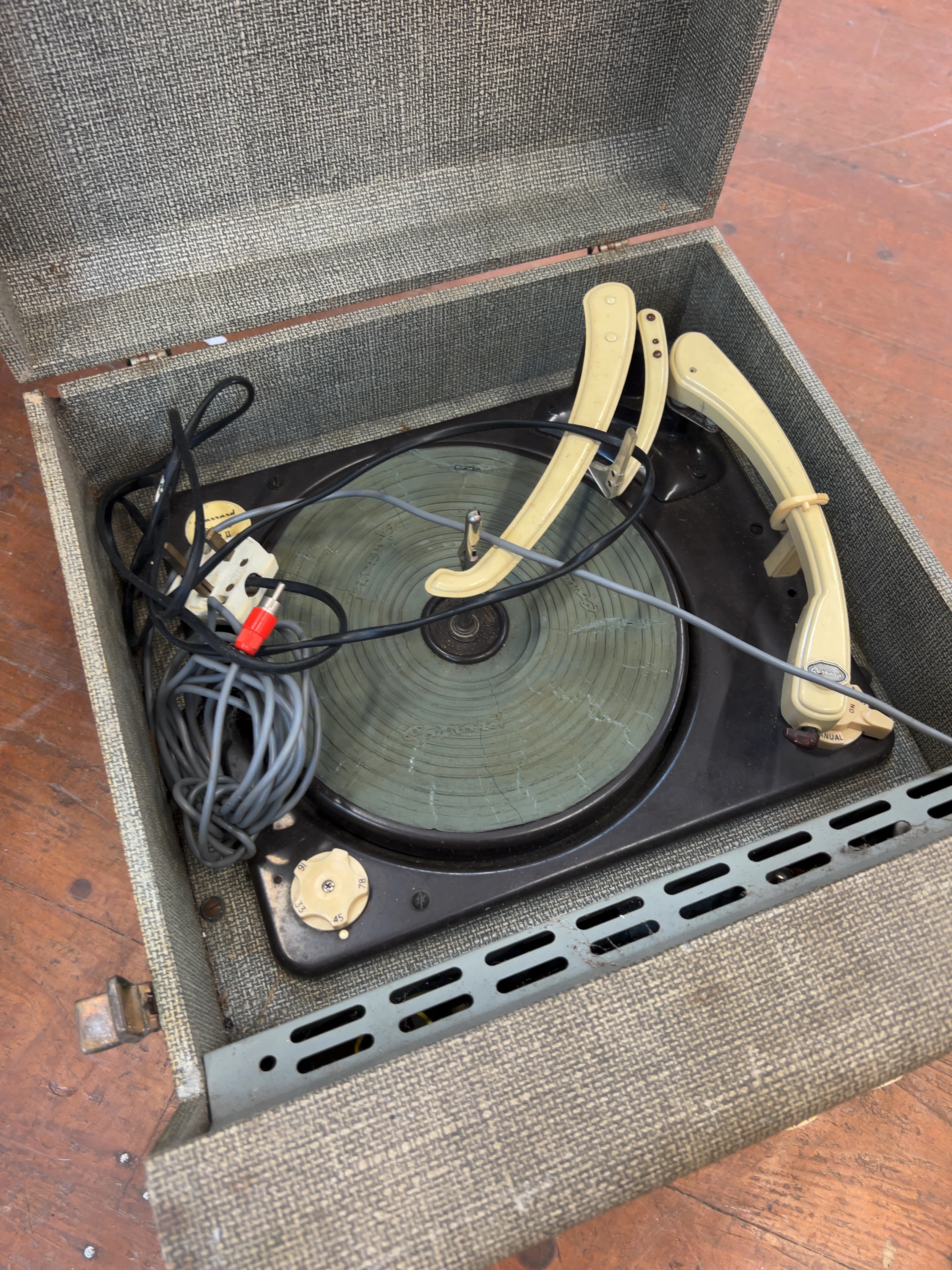 Vintage Portable Suitcase Record Player with Garrard RC 120 MK II Turntable