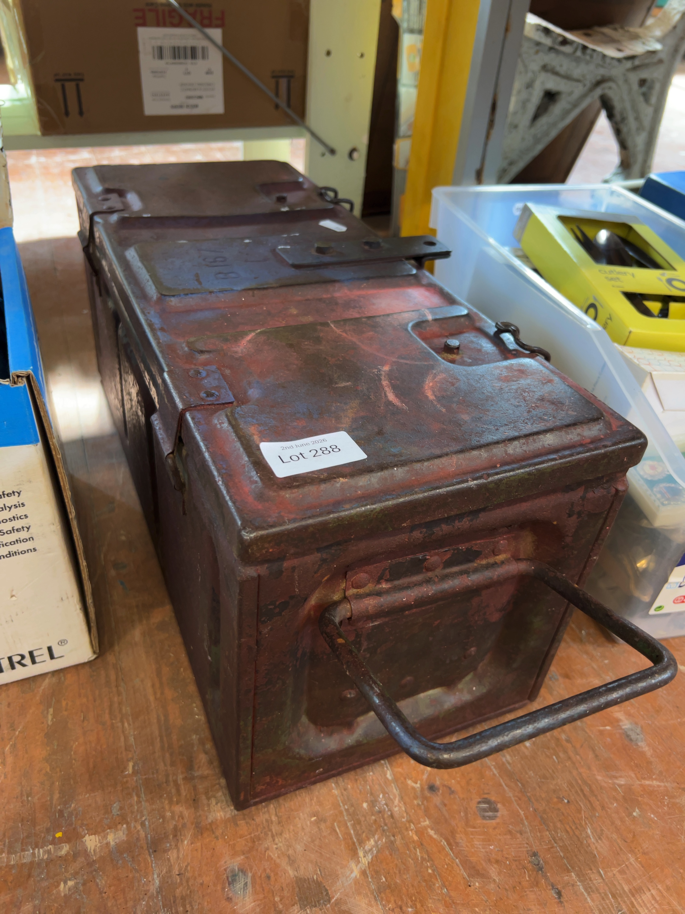 A British Military B167 Pattern Steel Ammunition Transit Box