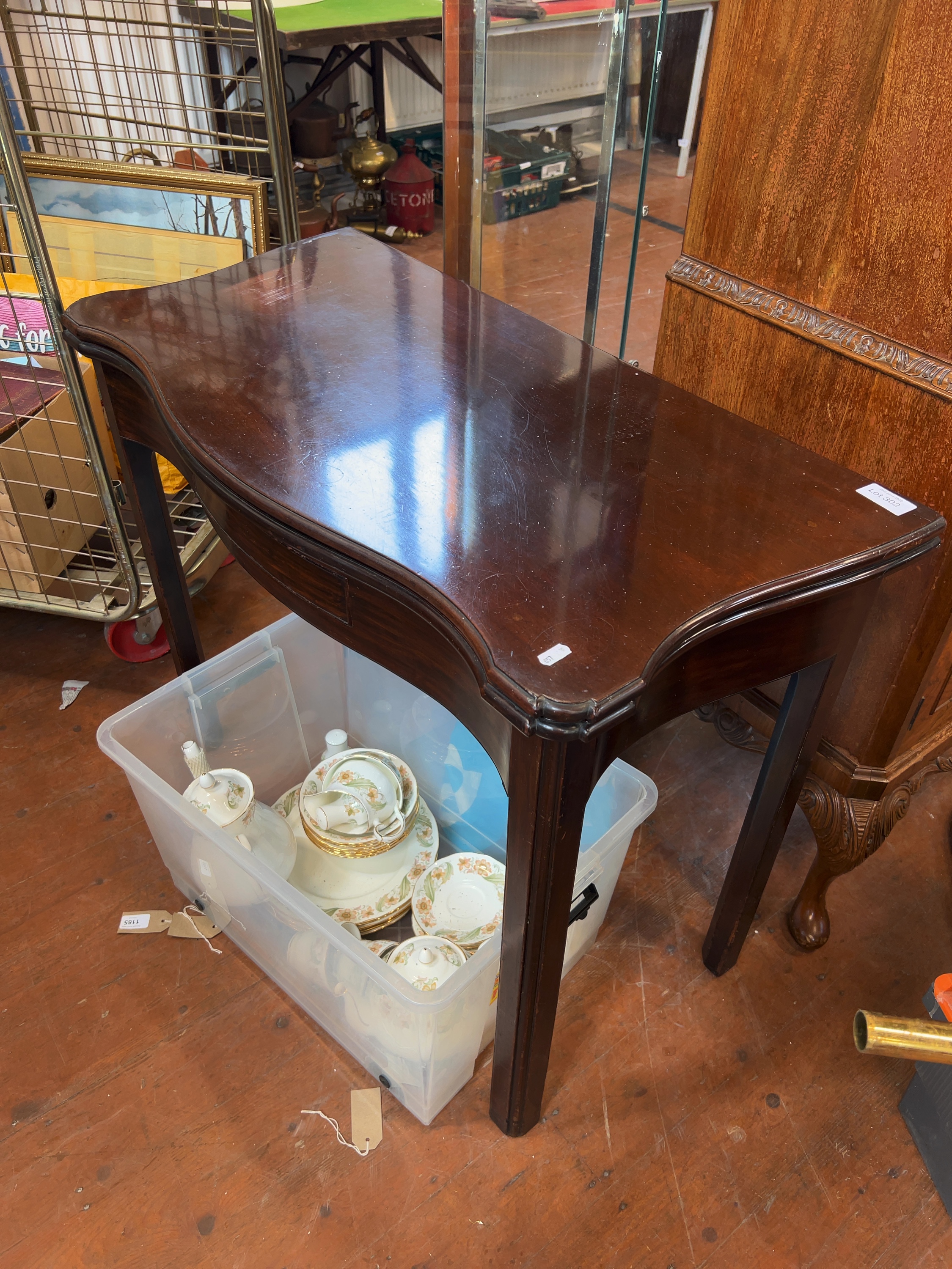 George III Style Mahogany Serpentine Fold-Over Tea Table