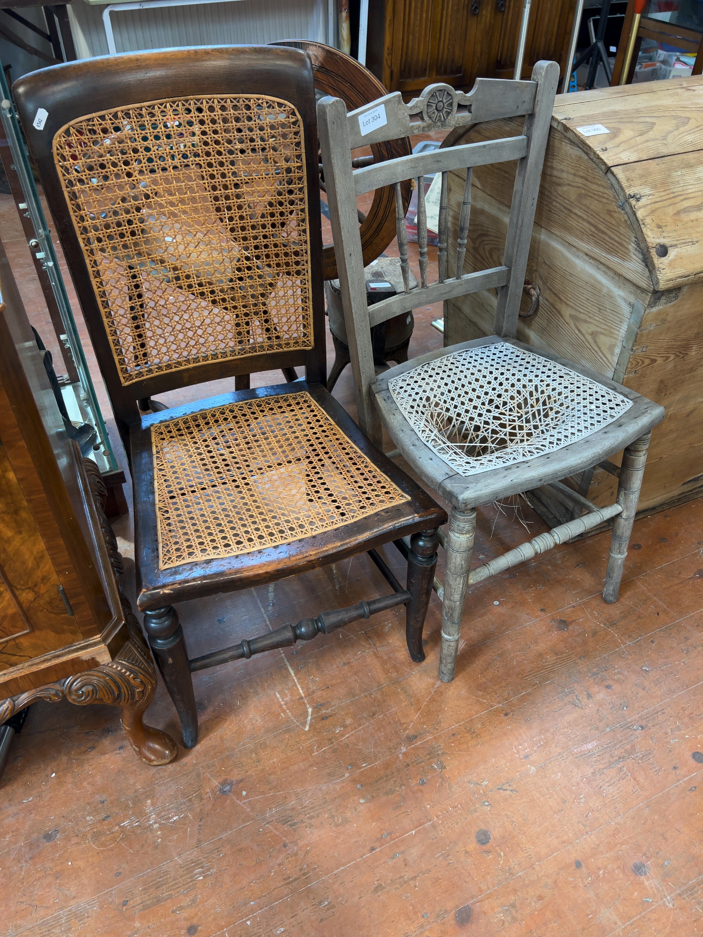 Two Early 20th Century Cane-Seated Side Chairs