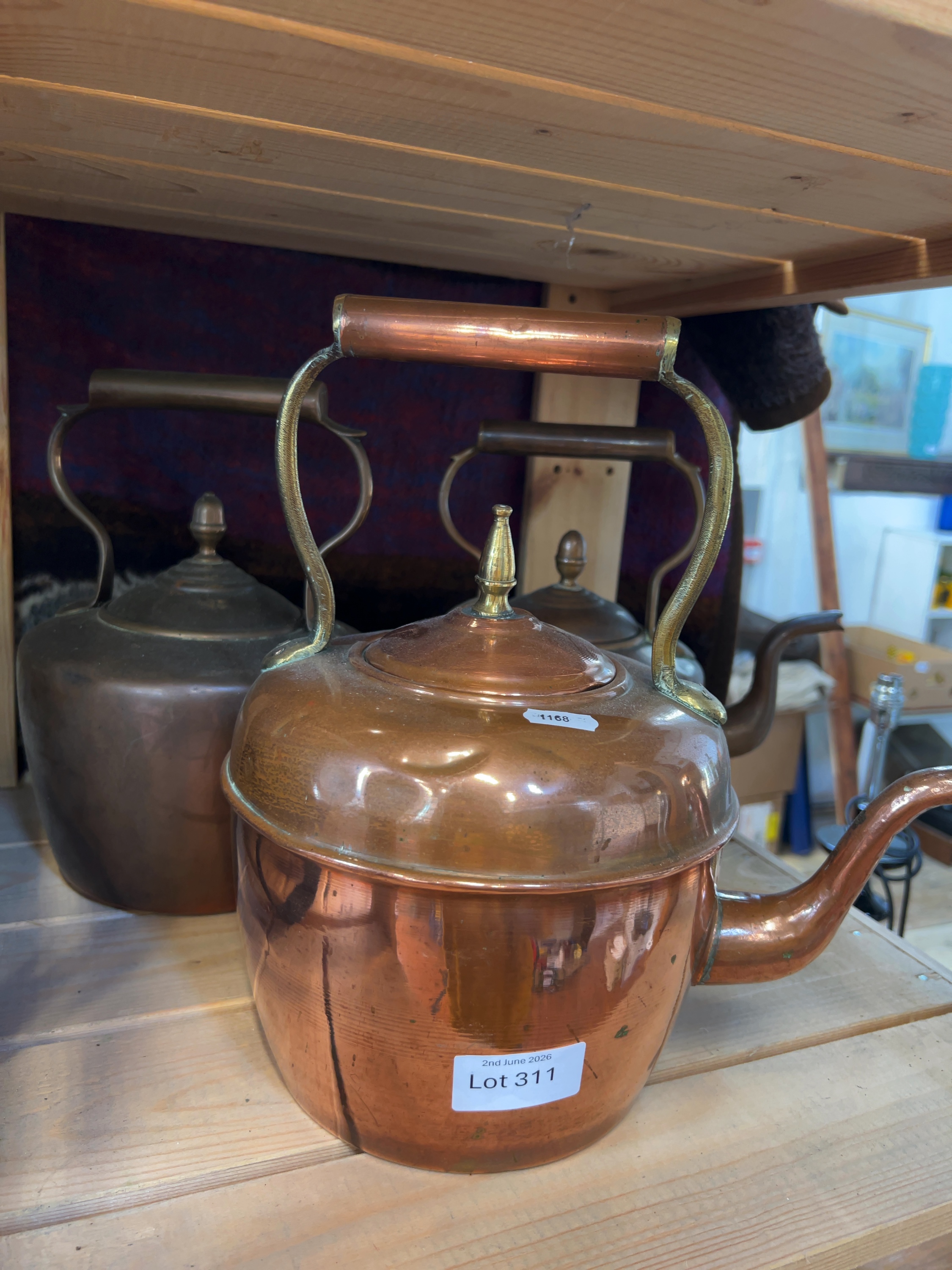 Large Victorian Style Copper and Brass Range Kettles