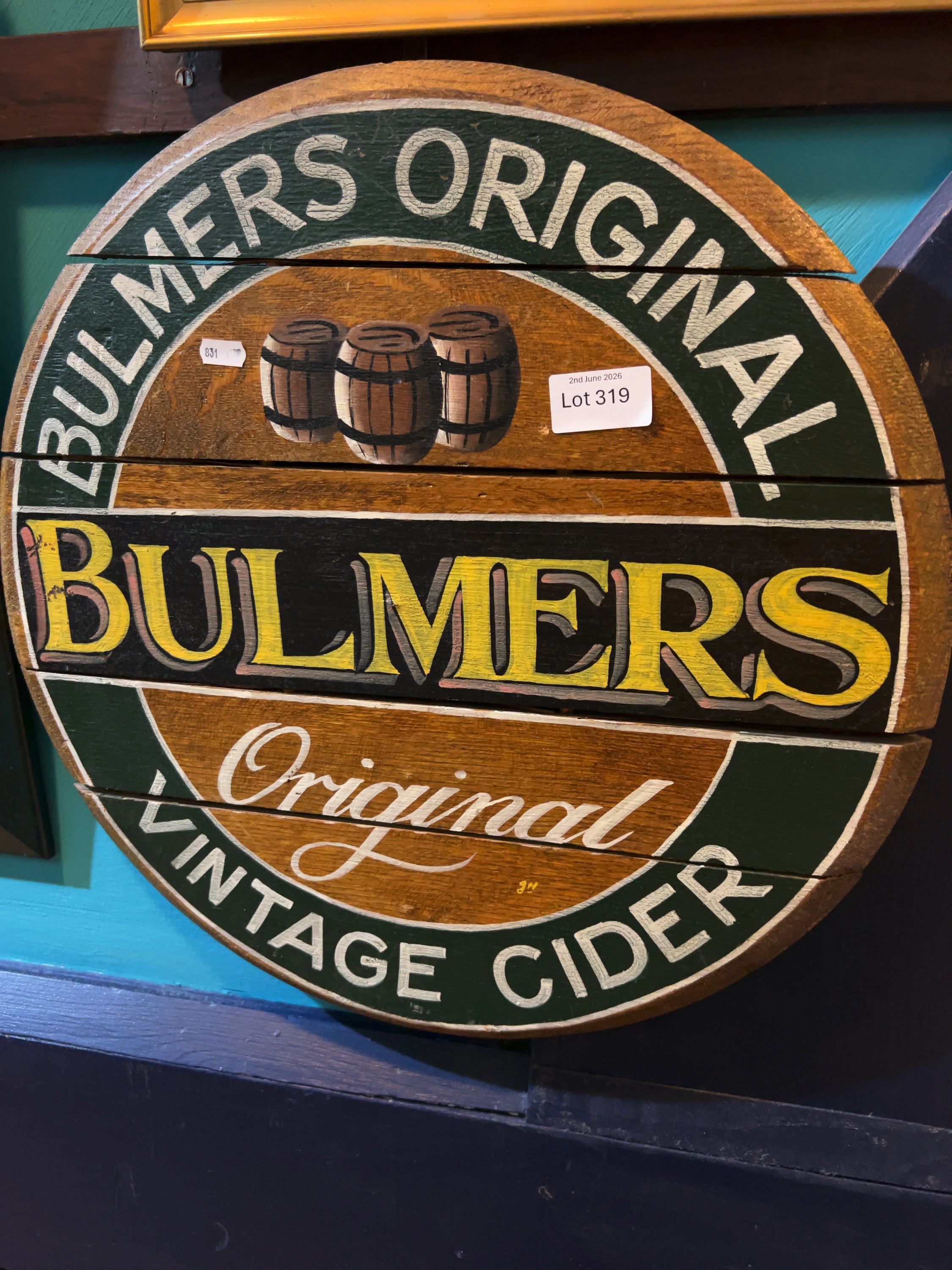 Bulmers Original Vintage Cider Barrel Head Advertising Sign