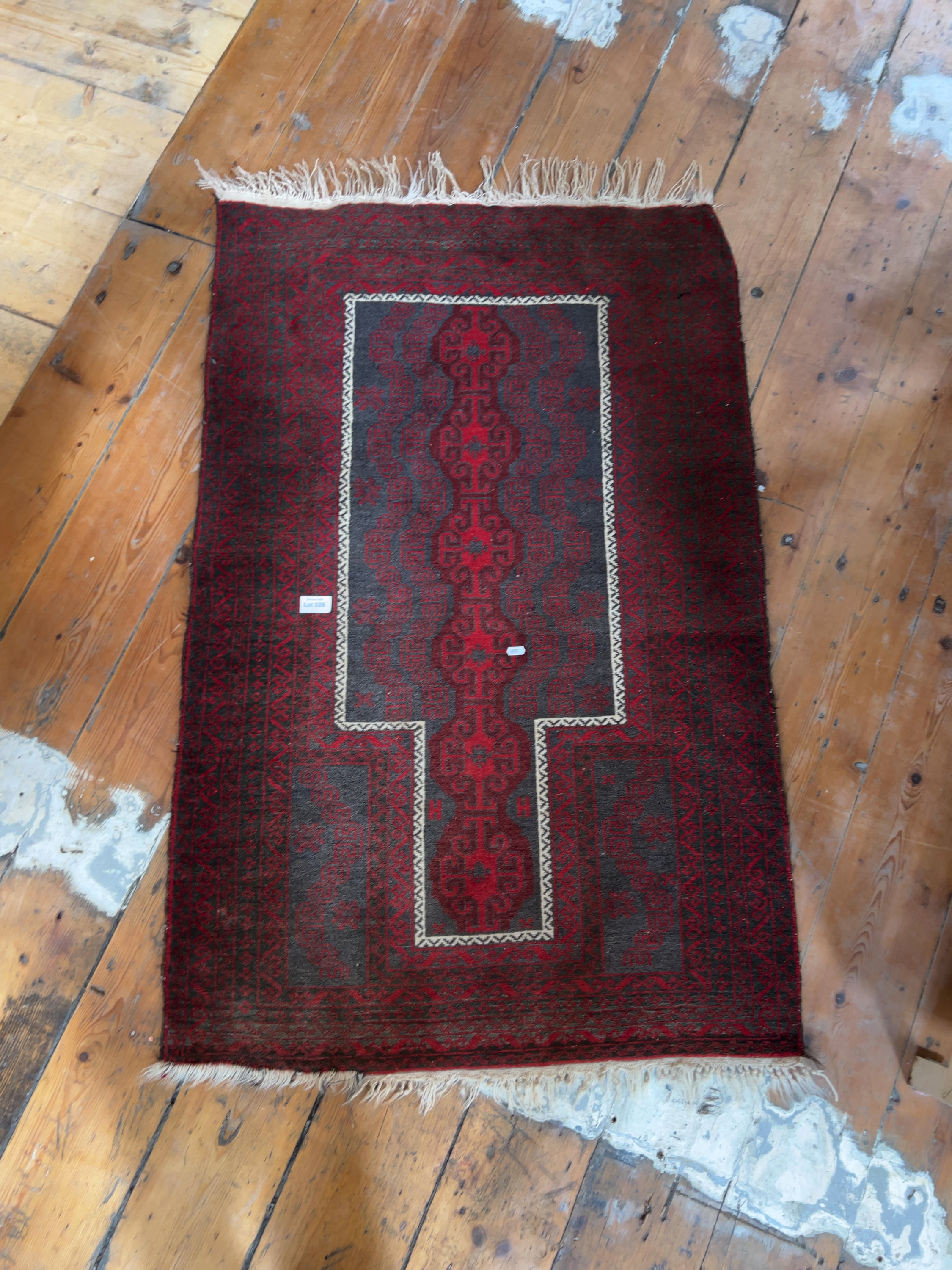 Baluchi Hand-Knotted Wool Prayer Rug
