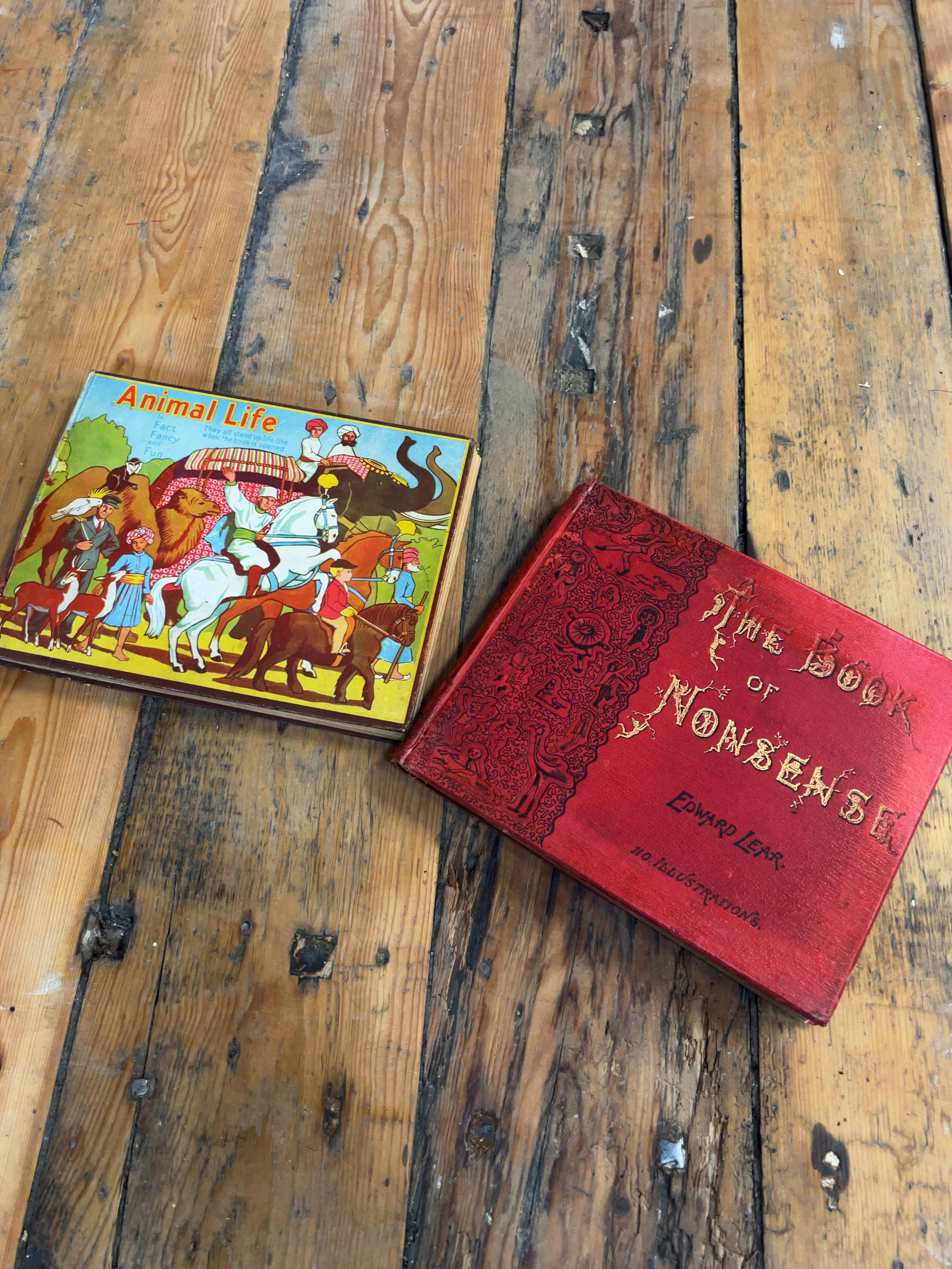 Lear, E. and Giraud, S. L. Two Volumes: The Book of Nonsense and Bookano Zoo No. 1. 1898 and c. 1934.