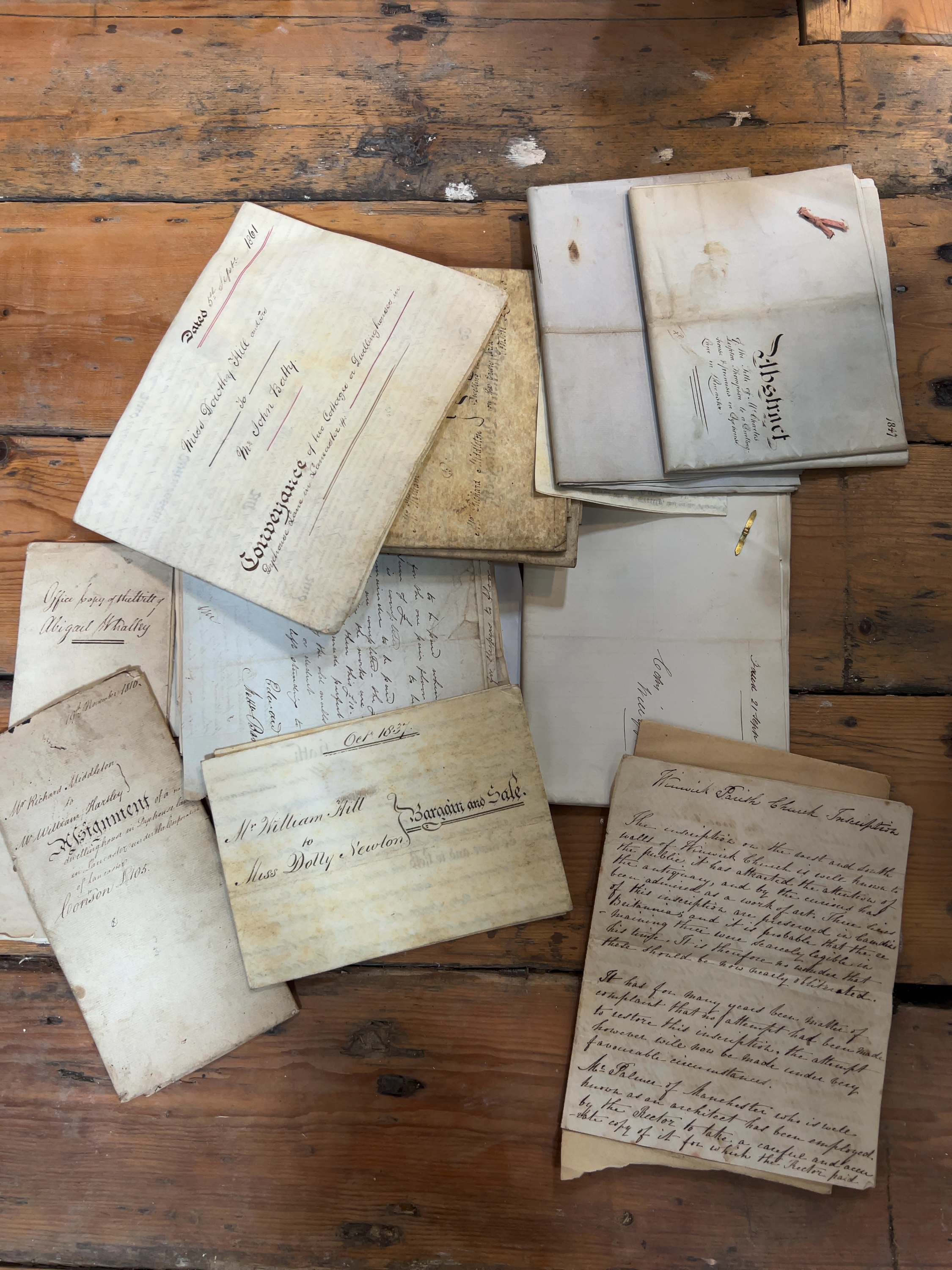 Archive of 19th-Century Manuscript Legal Documents and Historical Notes relating to Lancaster.