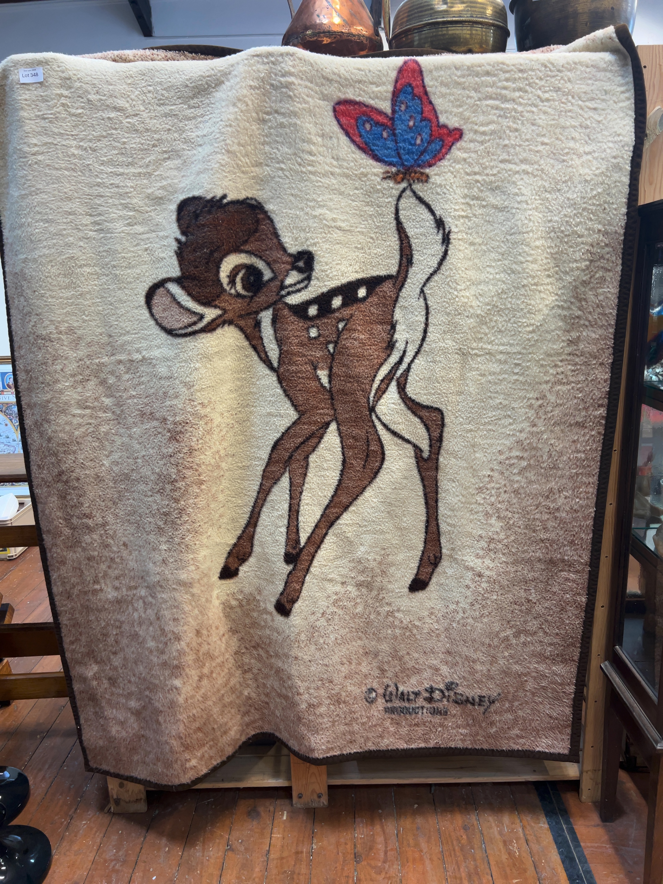 Vintage Walt Disney Productions Bambi Plush Blanket Attributed to Biederlack
