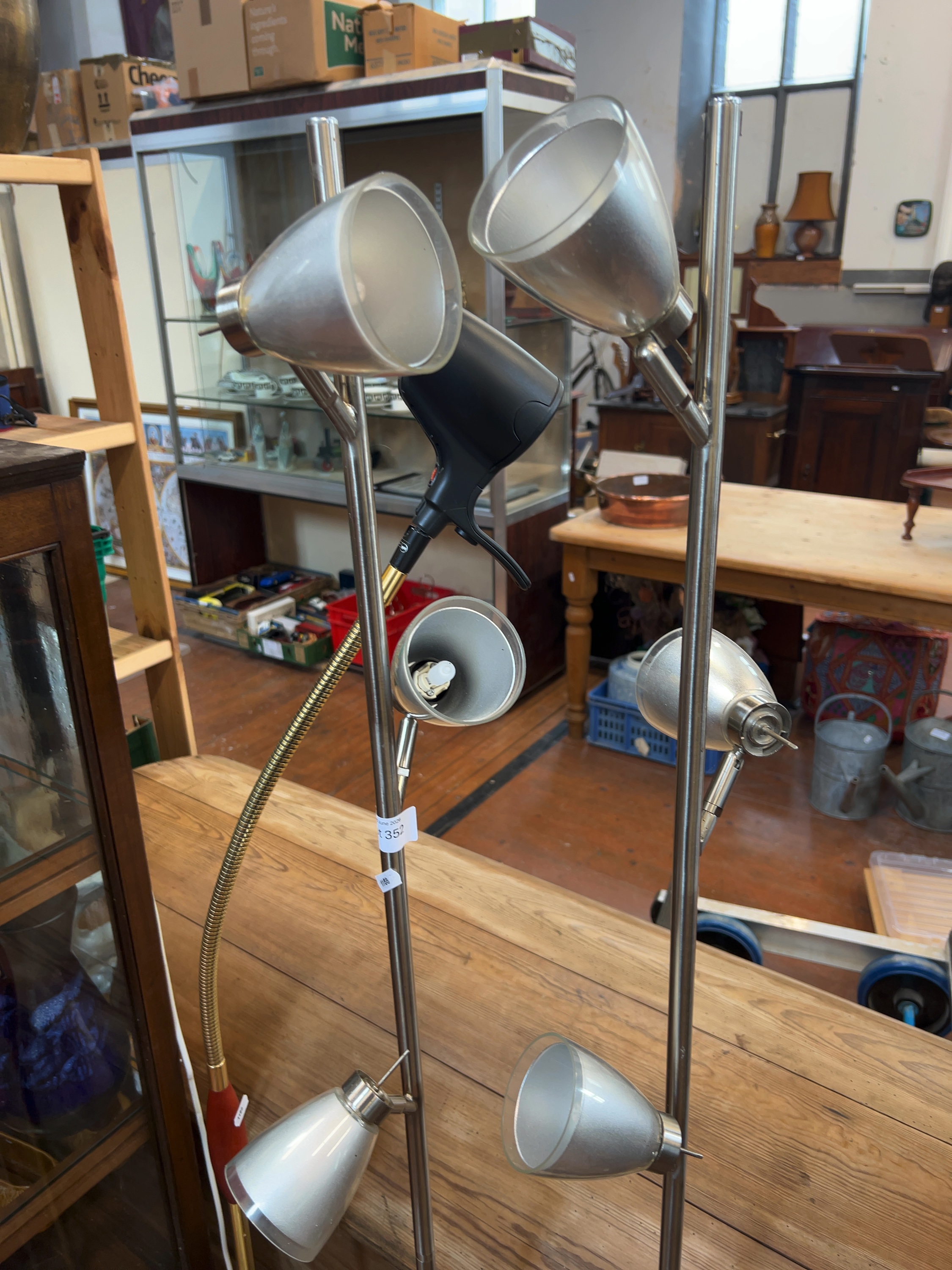 An Assortment of Lighting comprising Two Multi-Light Floor Lamps and a Pair of Neoclassical Style Table Lamps