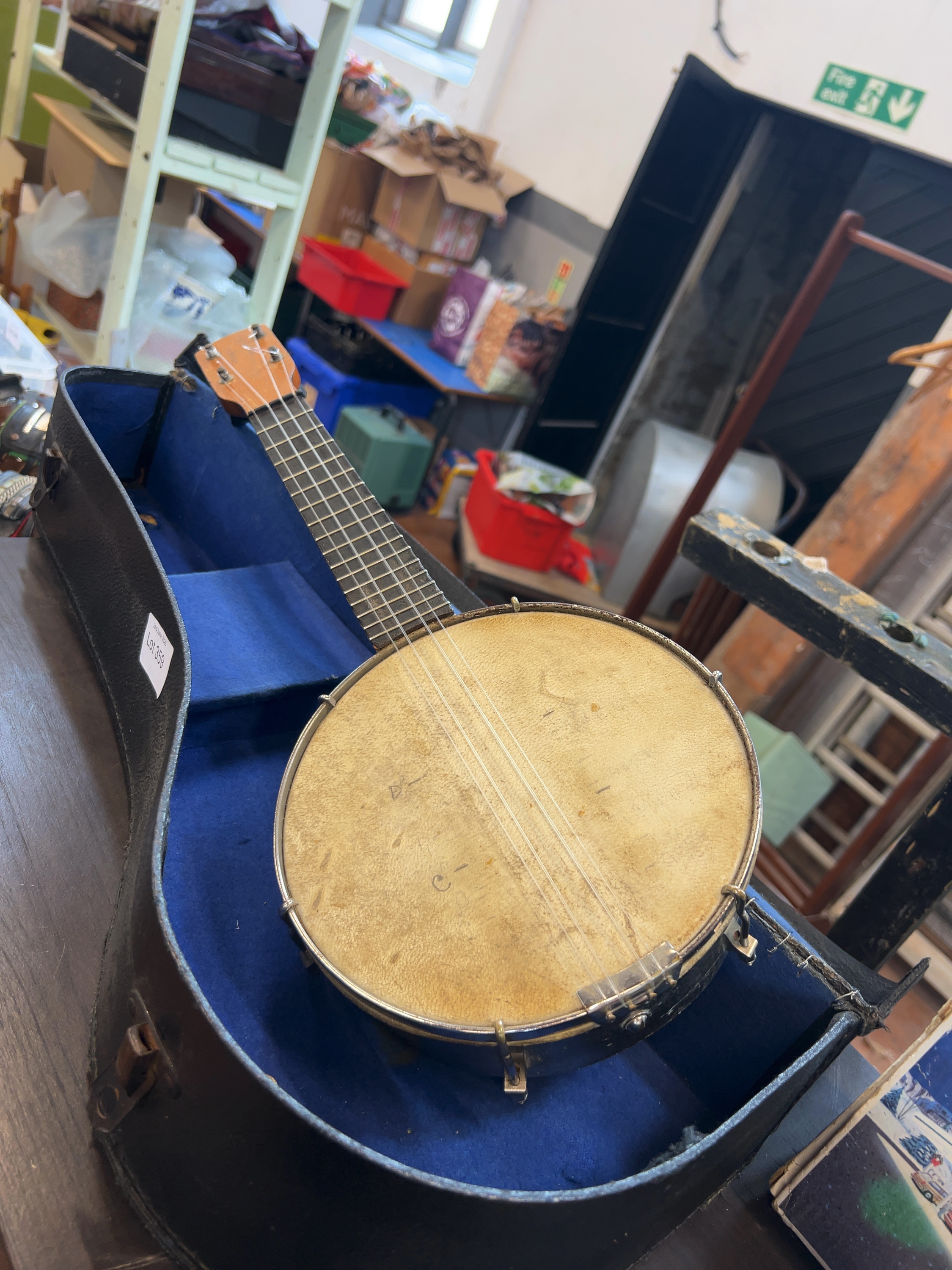 Vintage Unmarked Soprano Banjo Ukulele with Fitted Hardshell Case