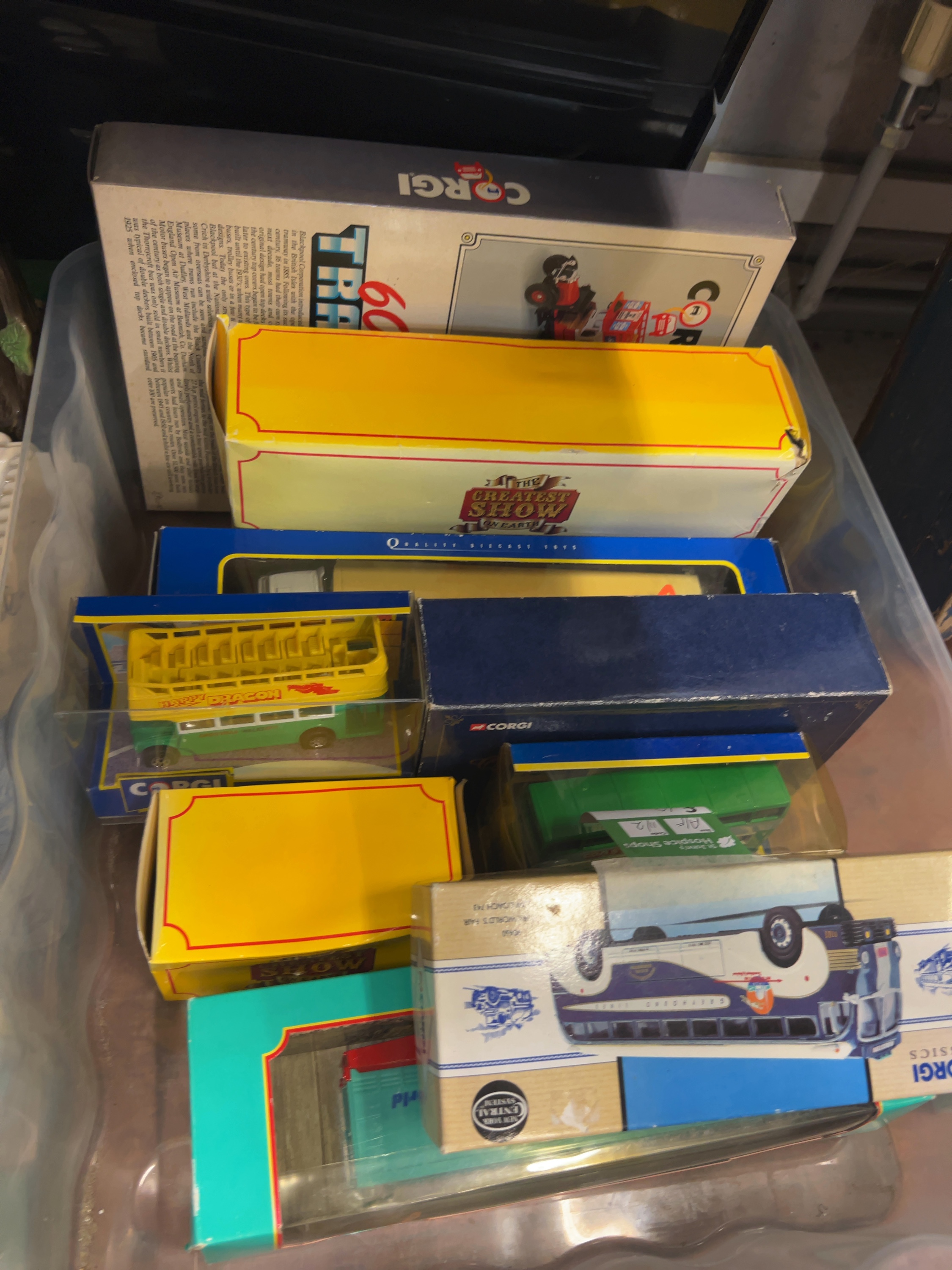 A Collection of Boxed Corgi Die-Cast Model Transport Vehicles