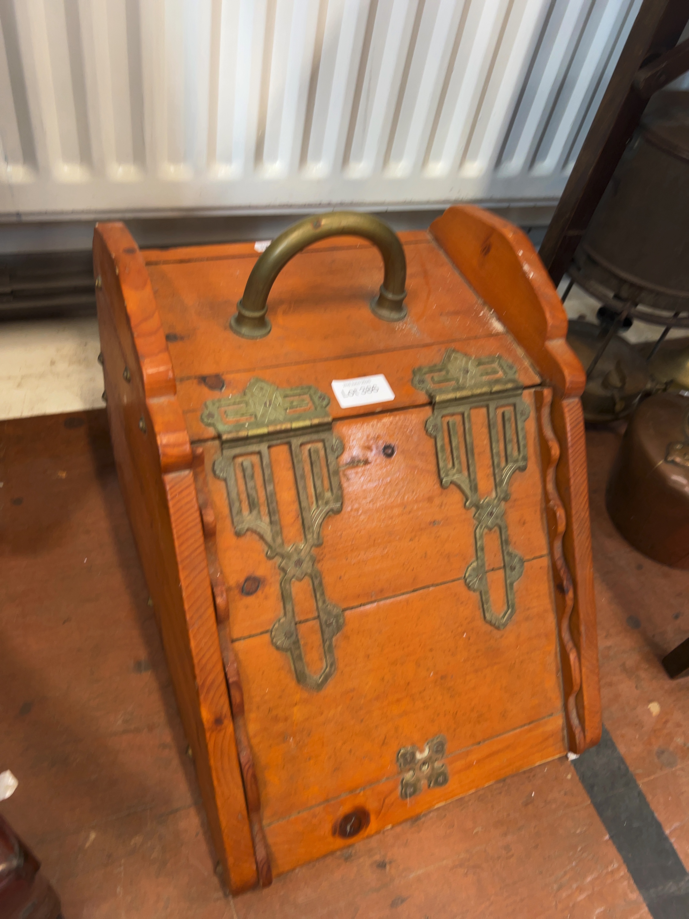 Victorian Stained Pine and Brass Mounted Coal Purdonium