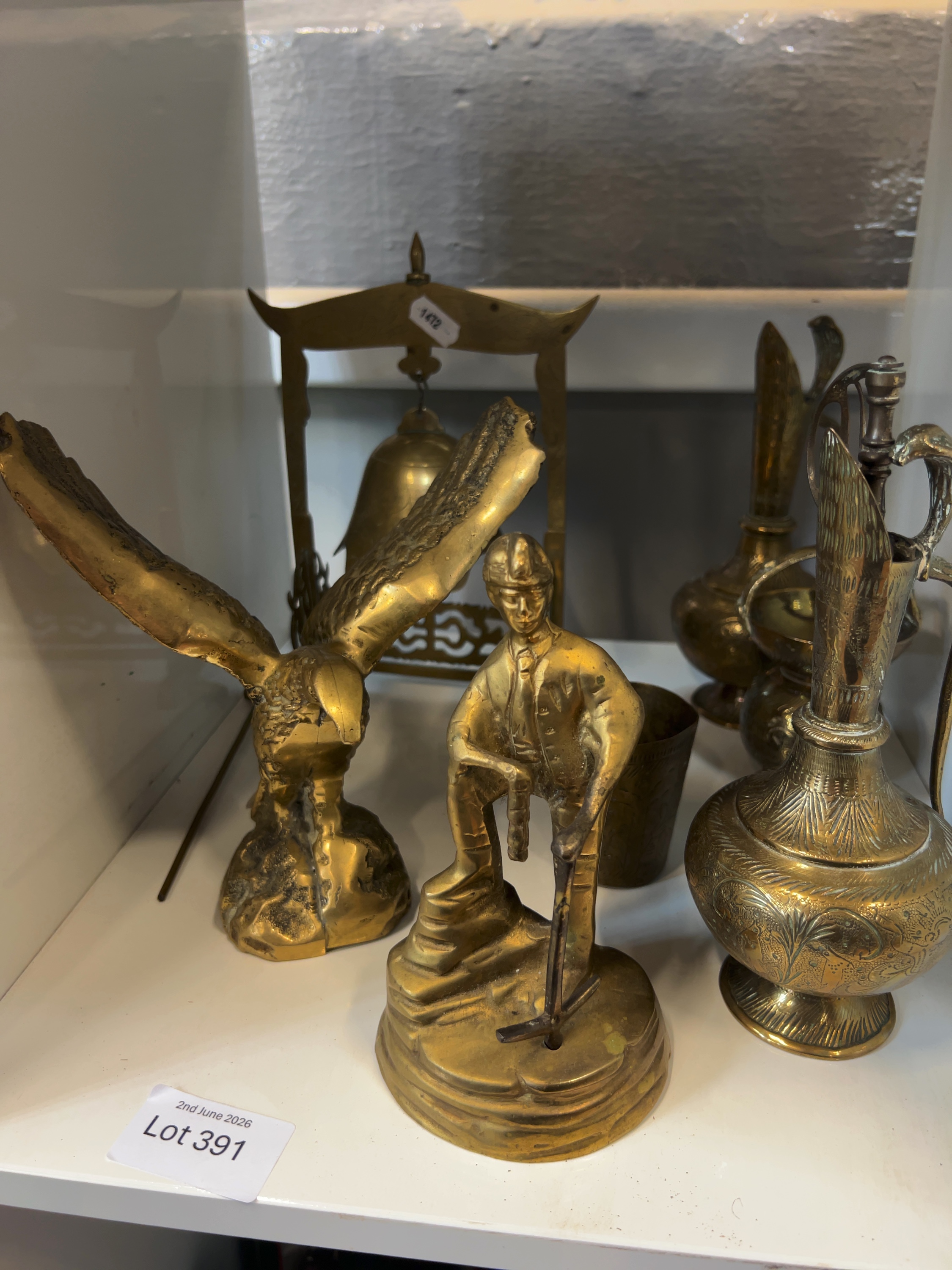 A Collection of 20th-Century Decorative Brassware and Figurines