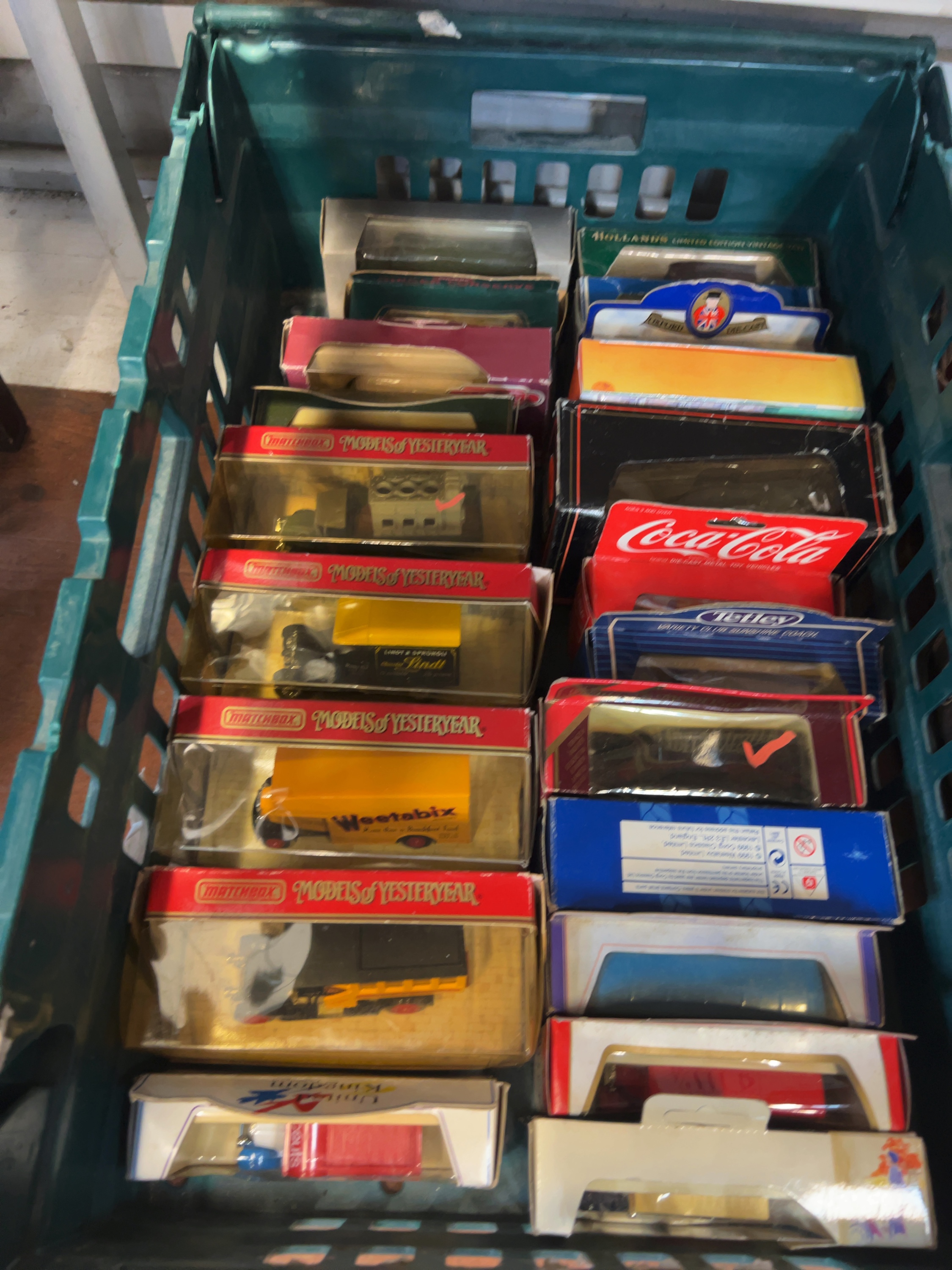 A Collection of approximately 18 Boxed Promotional Toy Vehicles by Matchbox, Corgi, and Oxford Die-Cast