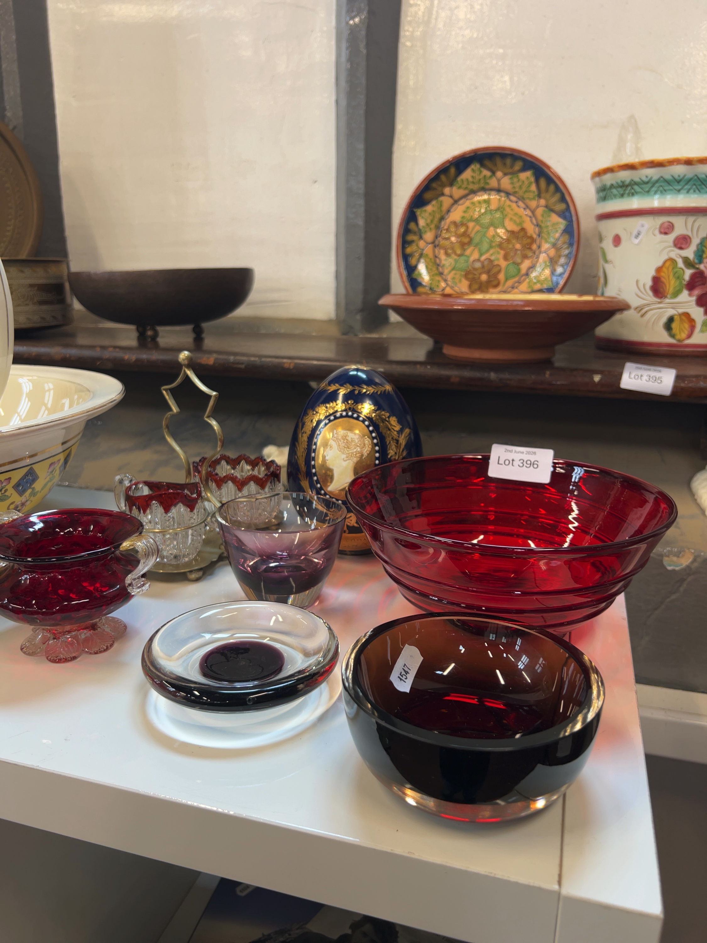 An Assortment of Decorative Ruby and Amethyst Glassware