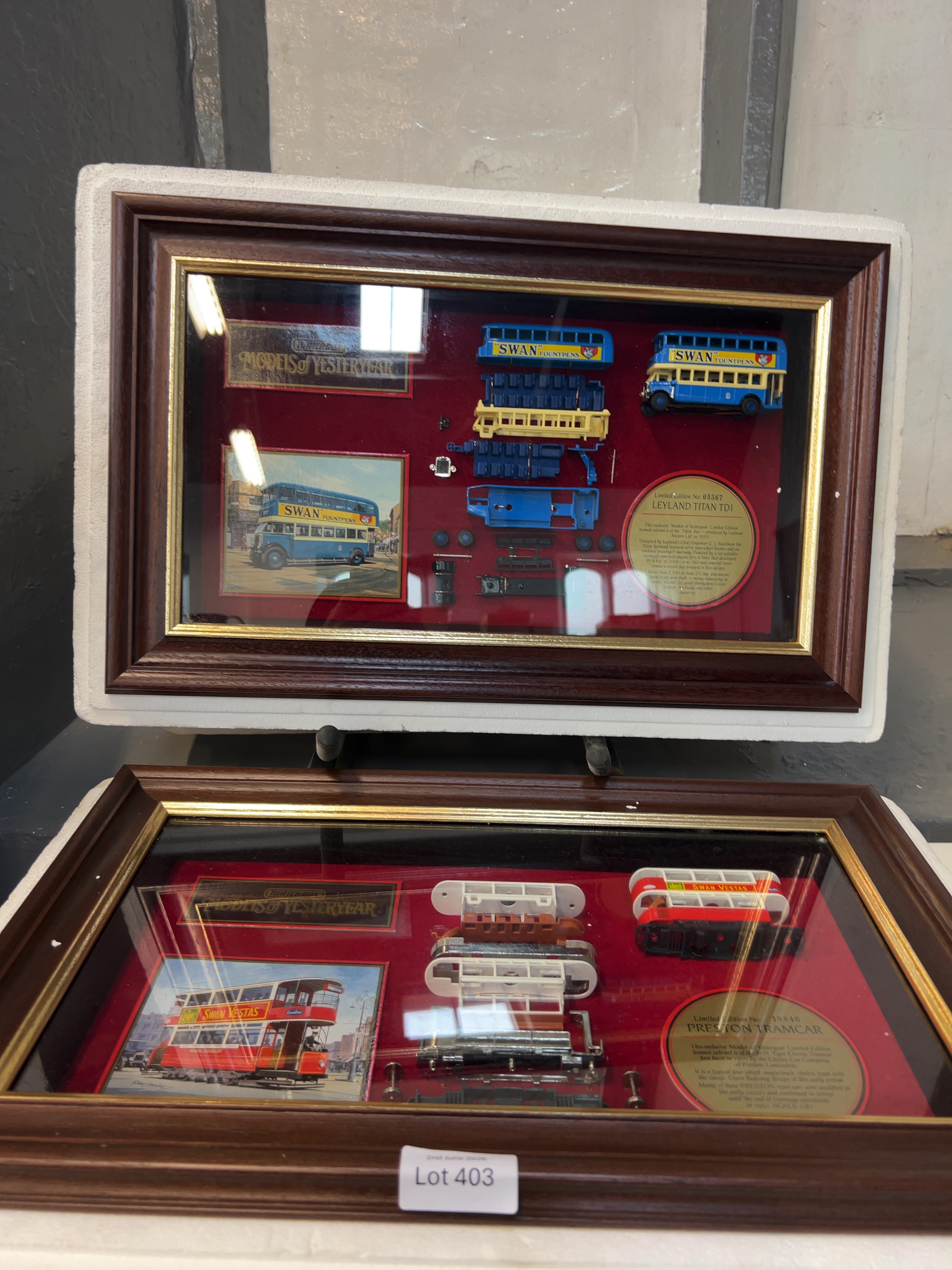 A Pair of Matchbox Models of Yesteryear Limited Edition Framed Displays