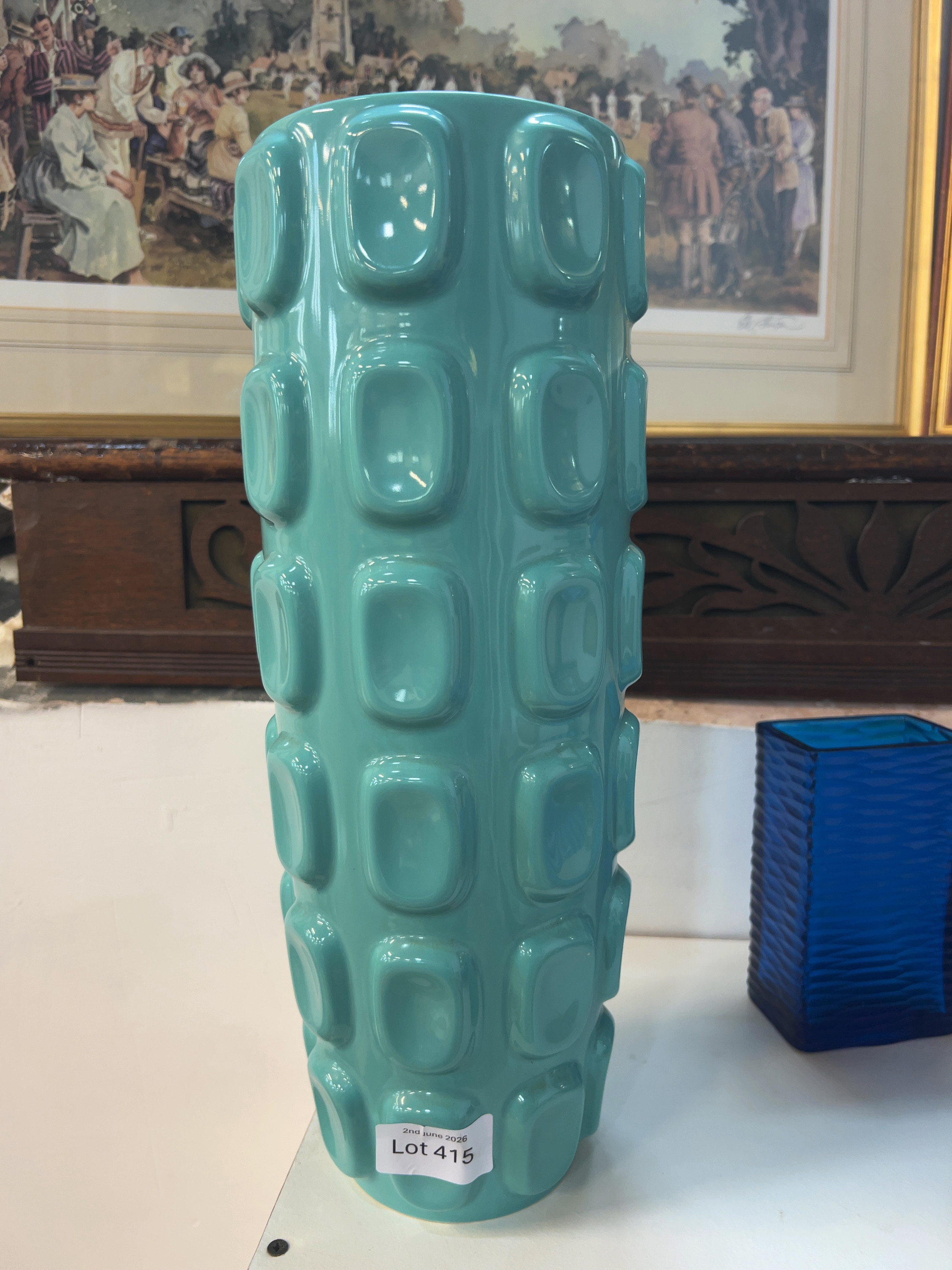 A My Maison Turquoise Glazed Earthenware Vase
