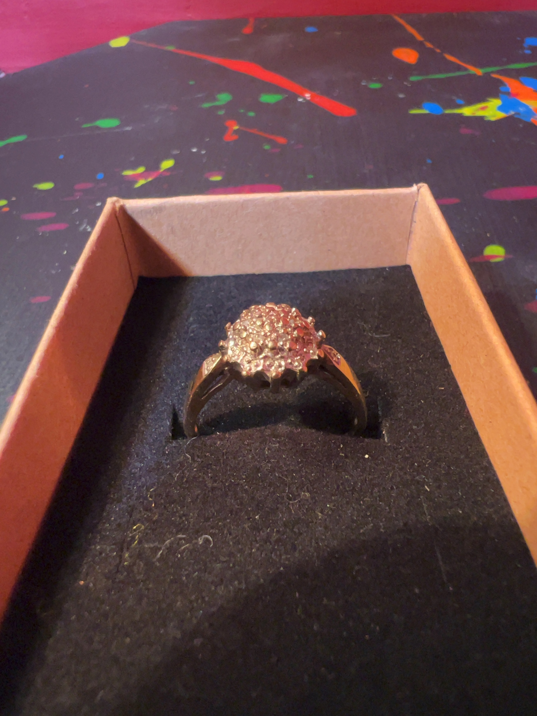 9 Carat Yellow Gold Diamond Cluster Ring