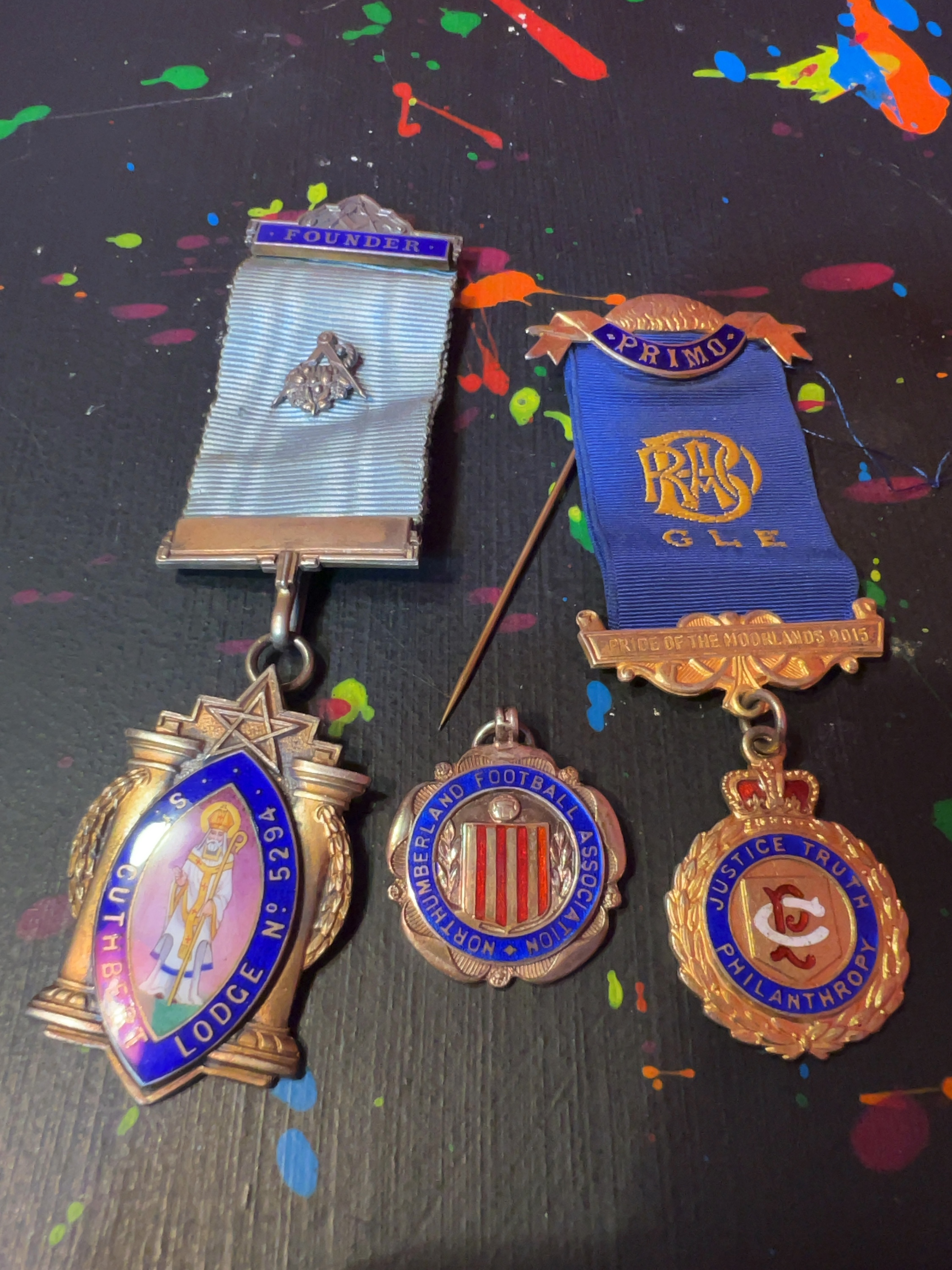 An Assortment of Mid-20th Century Silver and Enamel Fraternal and Sporting Medals