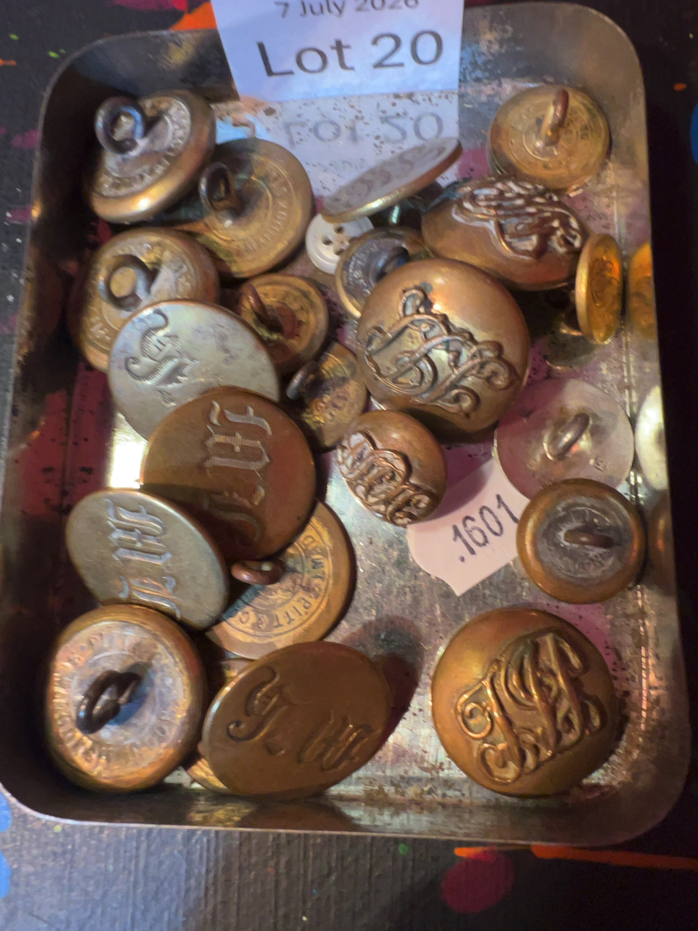 A Collection of Antique British Gilt Brass Livery and Uniform Buttons by Pitt and Co. London