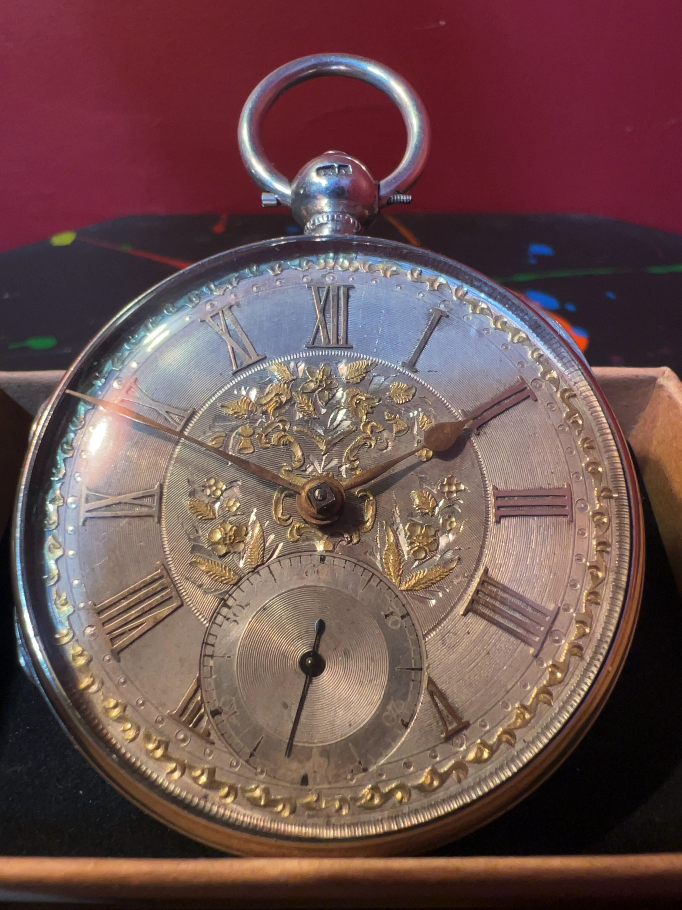 Victorian Sterling Silver Open-Face Pocket Watch Birmingham 1859