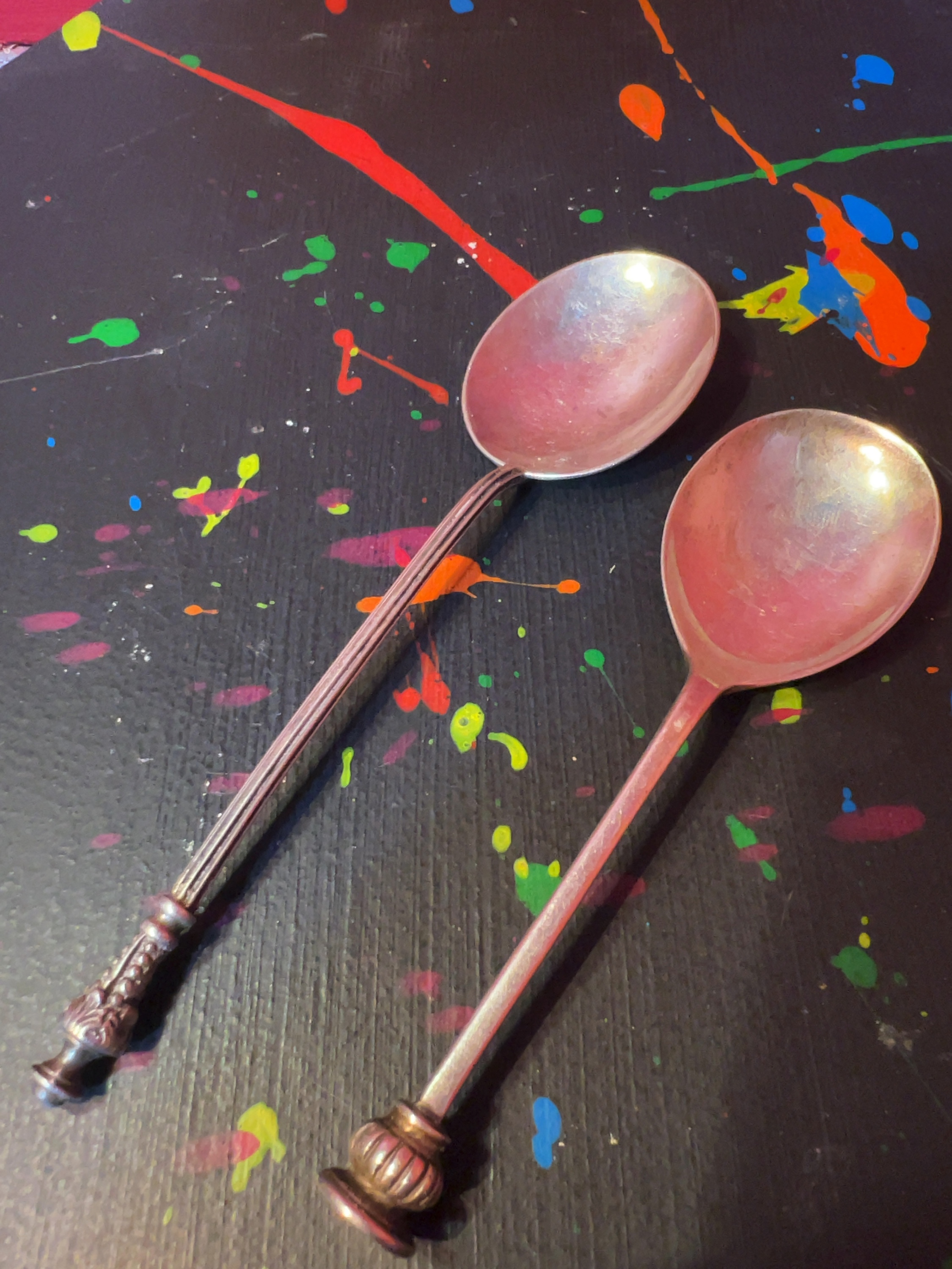 A Pair of Sheffield Sterling Silver Decorative Spoons by James Dixon and Sons