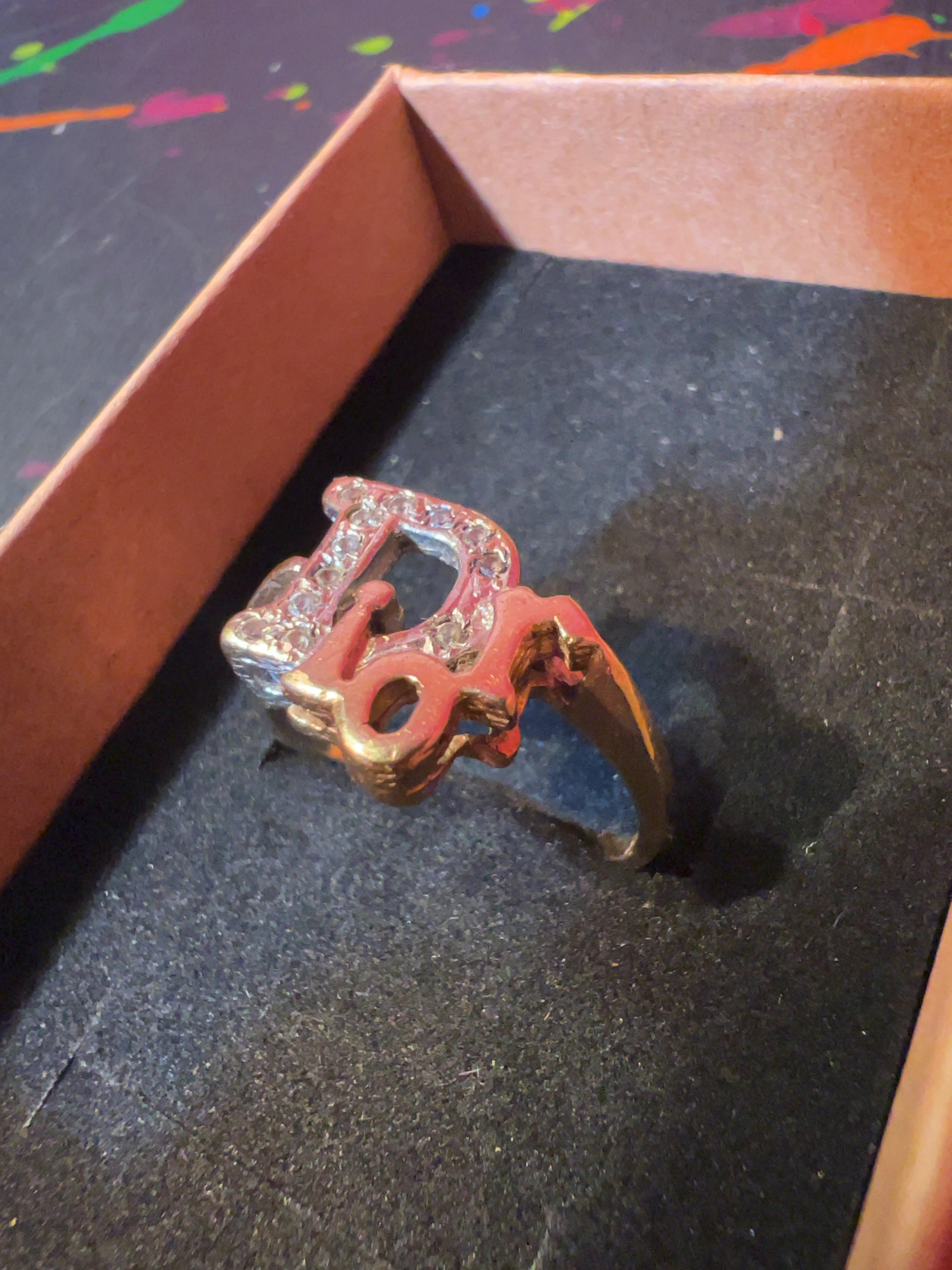 9ct Gold Logo Cocktail Ring in the style of Dior