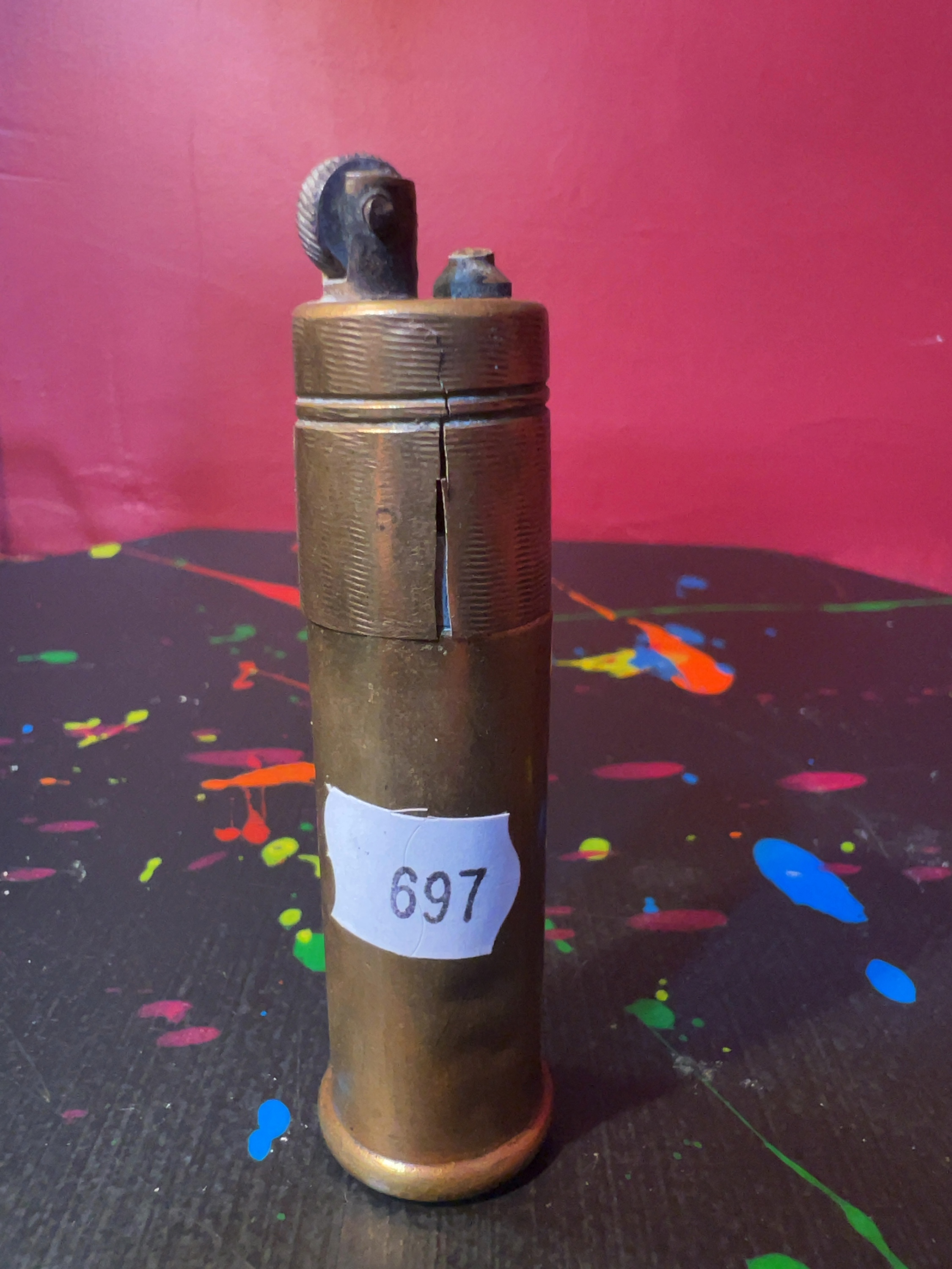 First World War Style Trench Art Brass Shell Casing Petrol Lighter