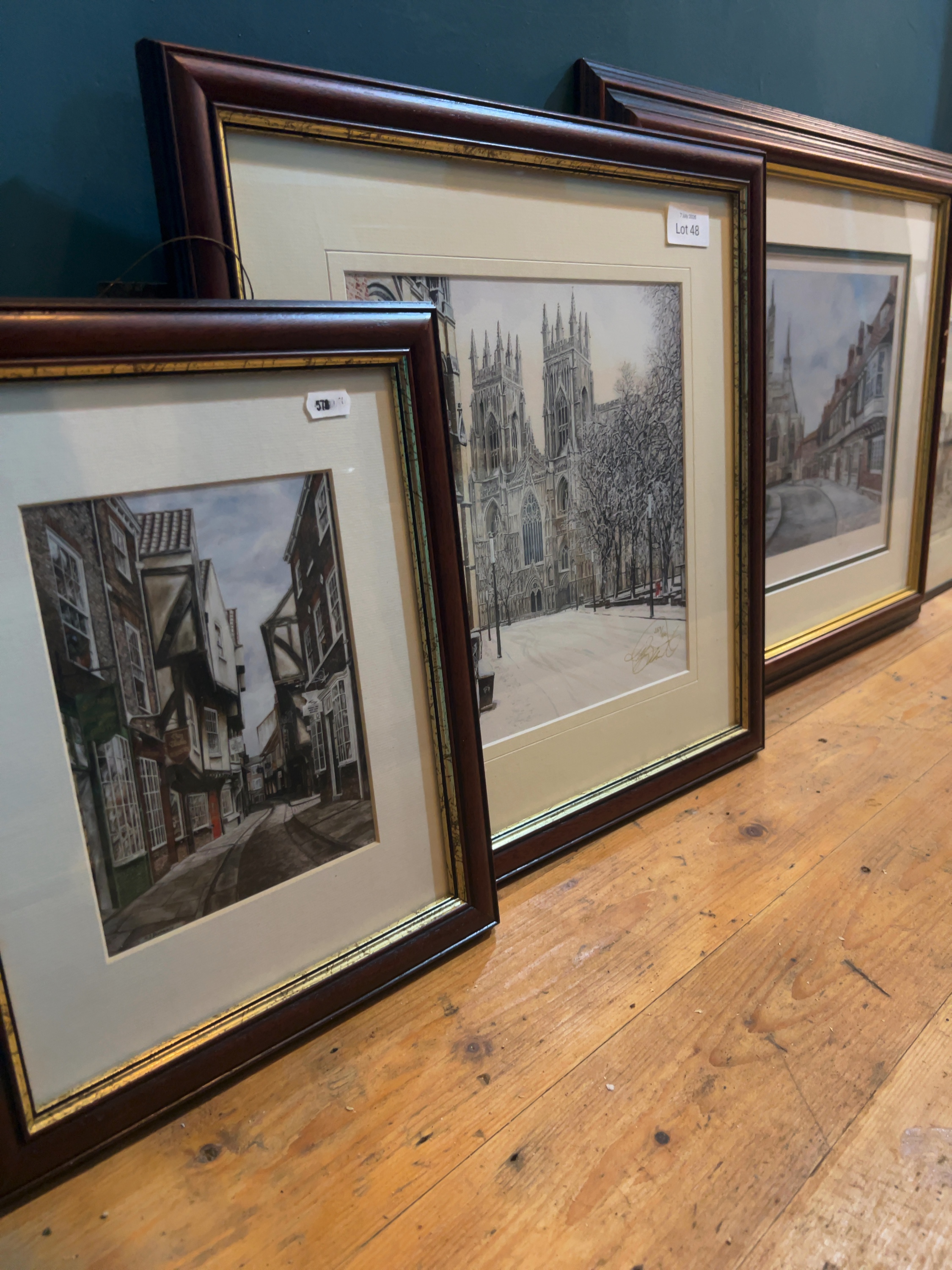 A Trio of Framed Topographical Prints of York Landmarks after Mark J. Braithwaite