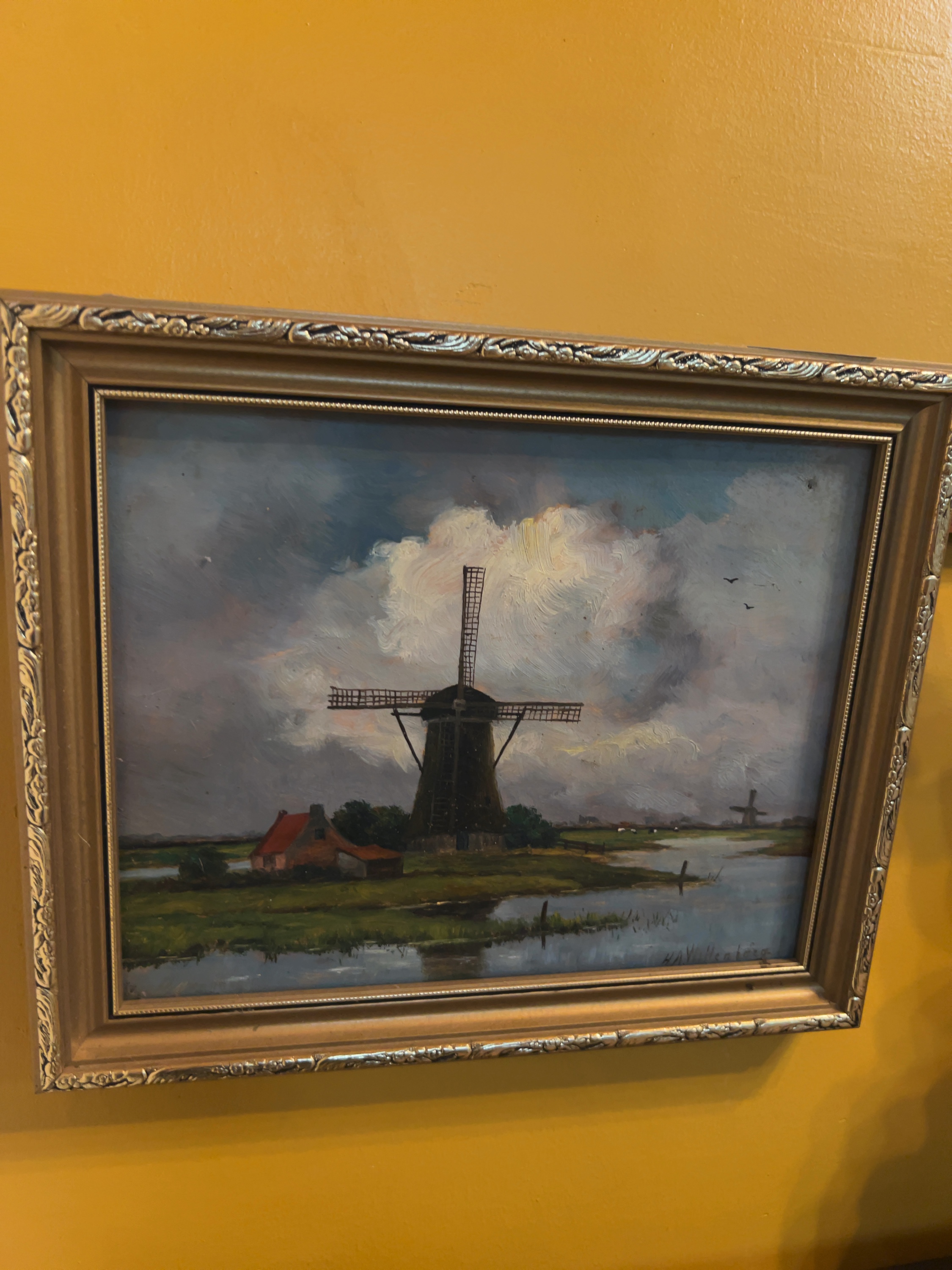 Henk Alexander Vollenberg (1848-1918), Oil on Canvas, Dutch Landscape with Windmill