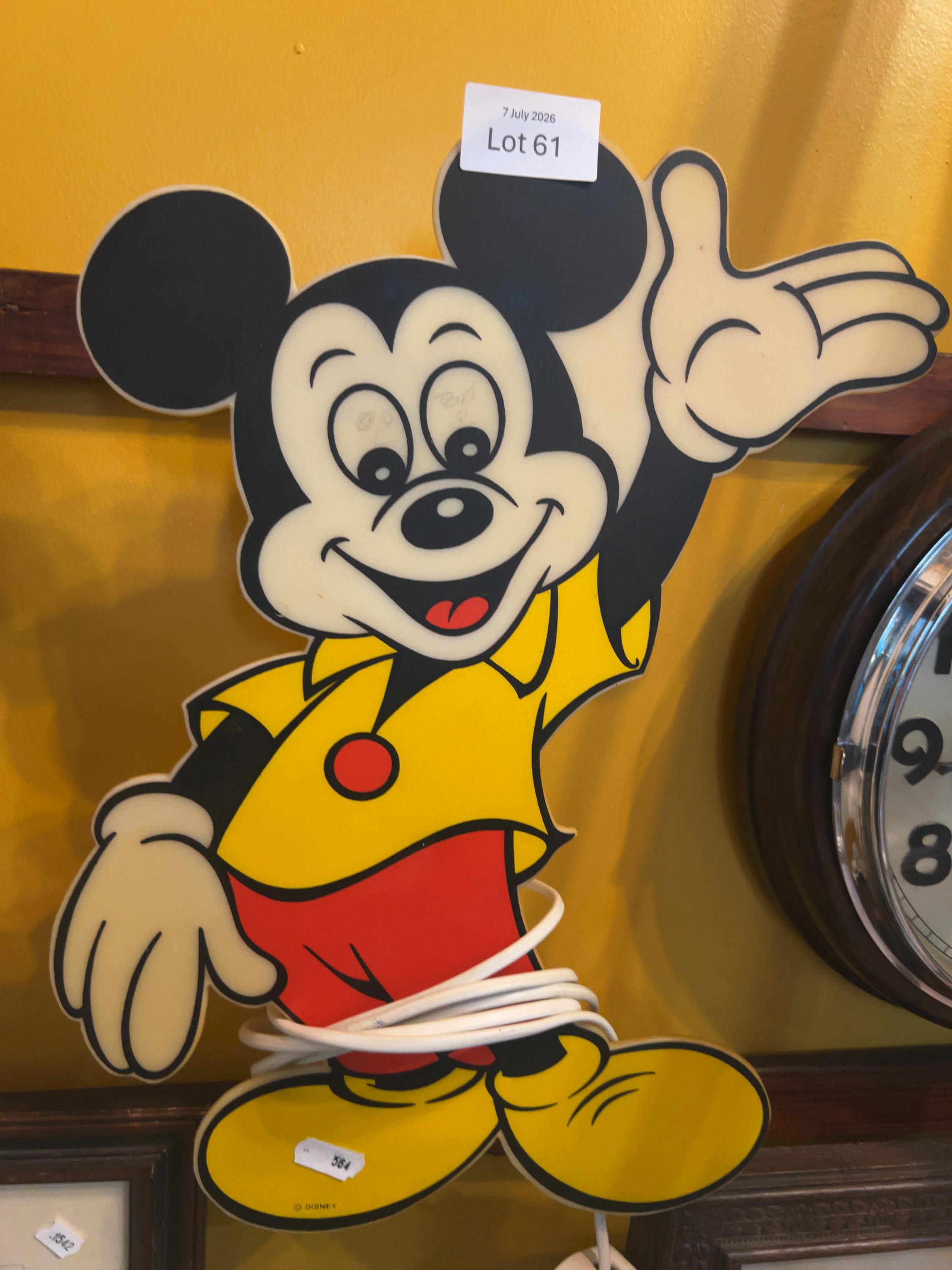 A Vintage Disney Mickey Mouse Moulded Plastic Wall Light