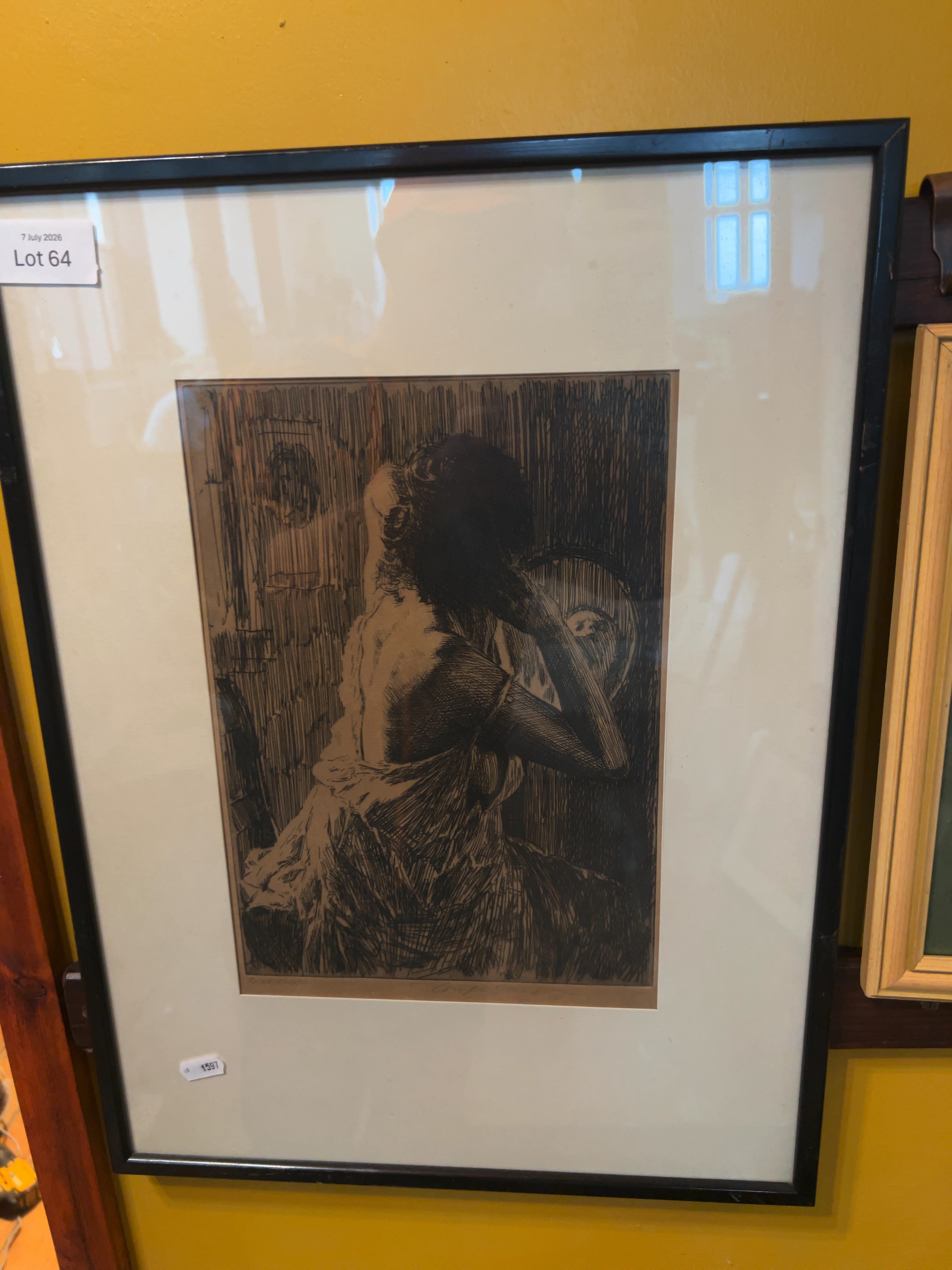 Joseph Simpson, Girl at the Mirror, Etching