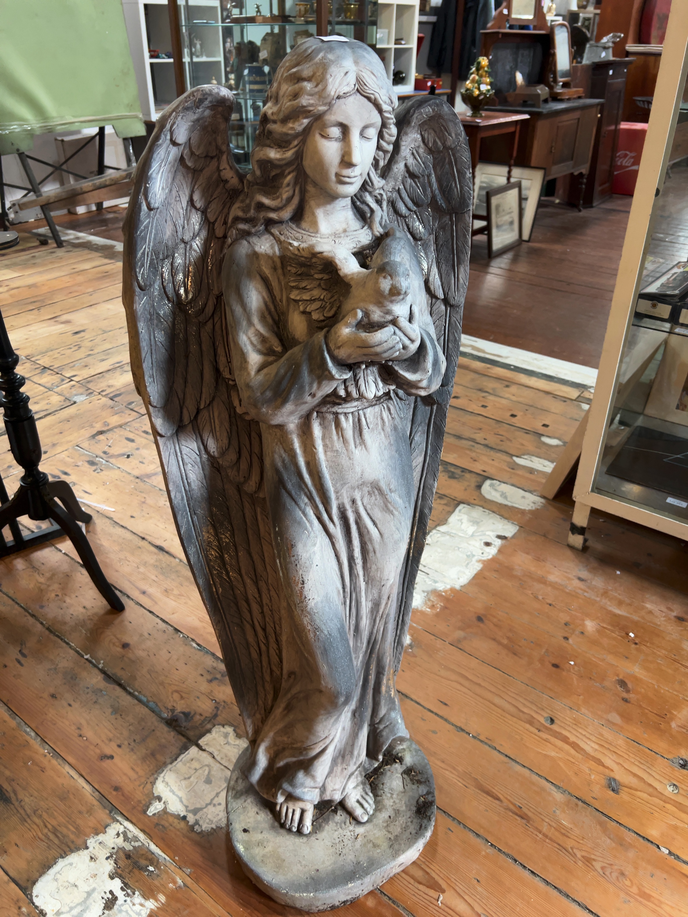 Large Garden Statue of an Angel holding a Dove