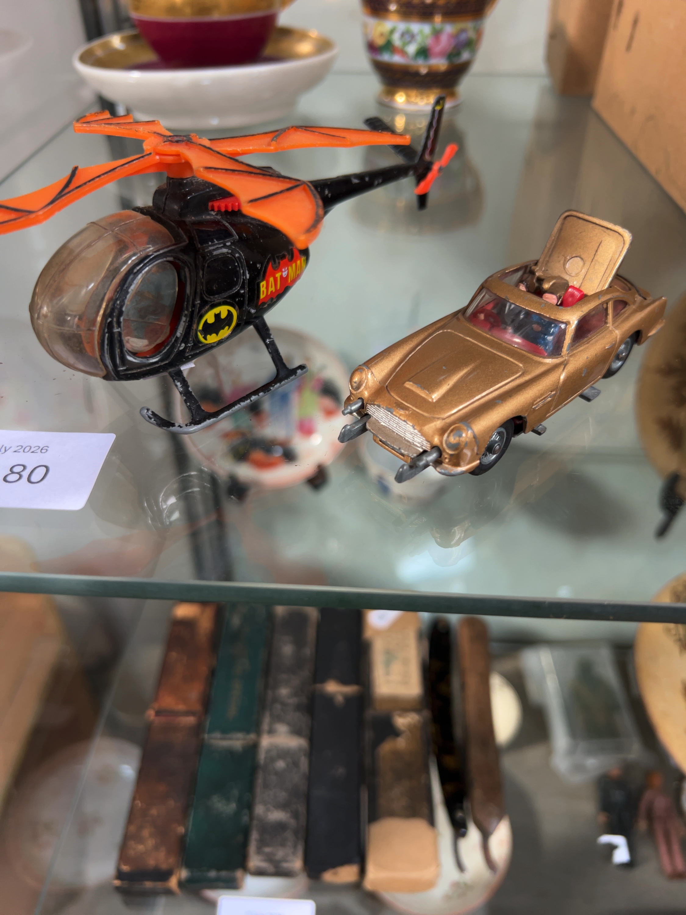 A Pair of Corgi Toys James Bond Aston Martin DB5 and Batman Batcopter