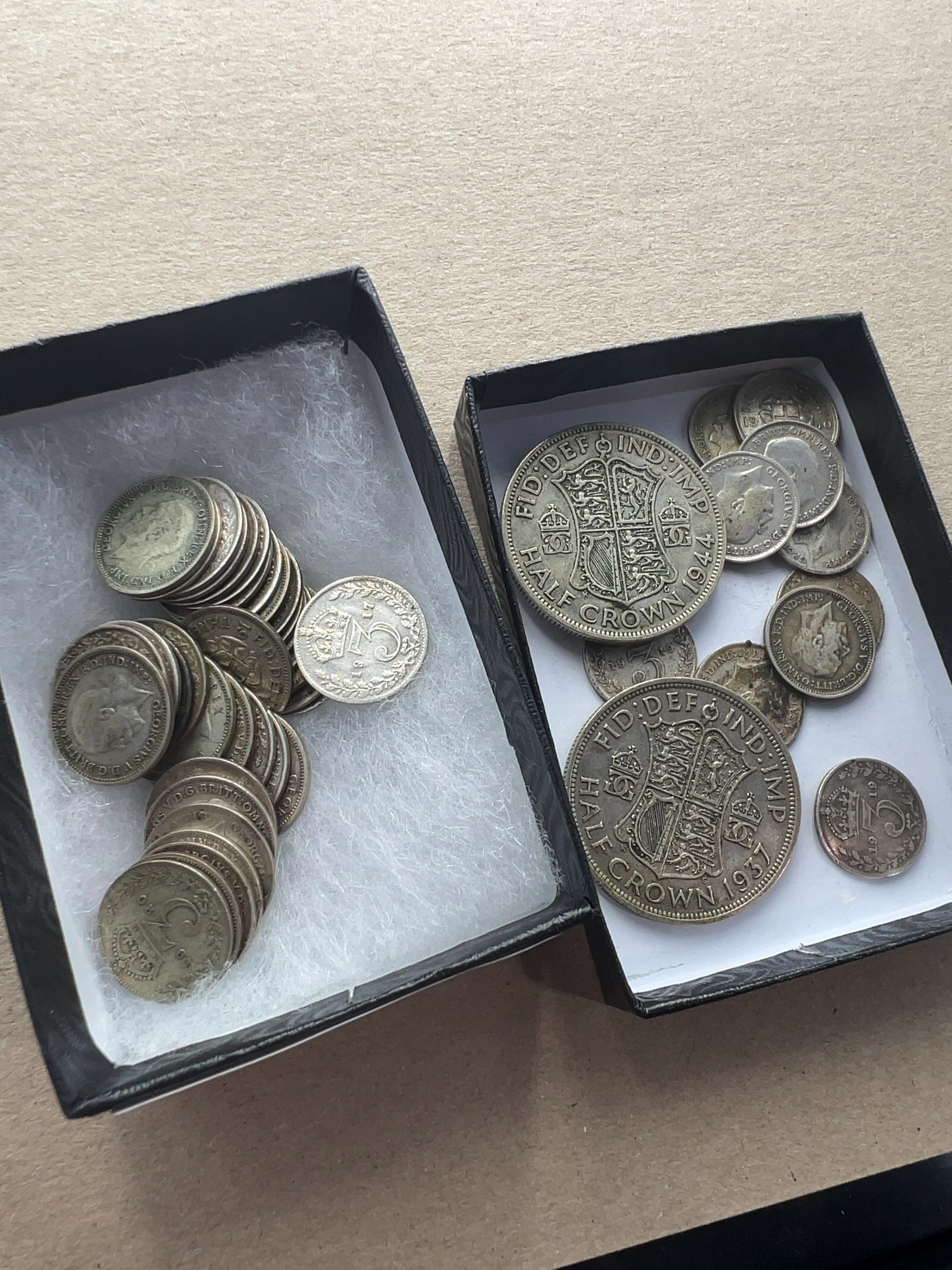 British Pre-1947 Silver Coinage Including 1937 and 1944 Half Crowns
